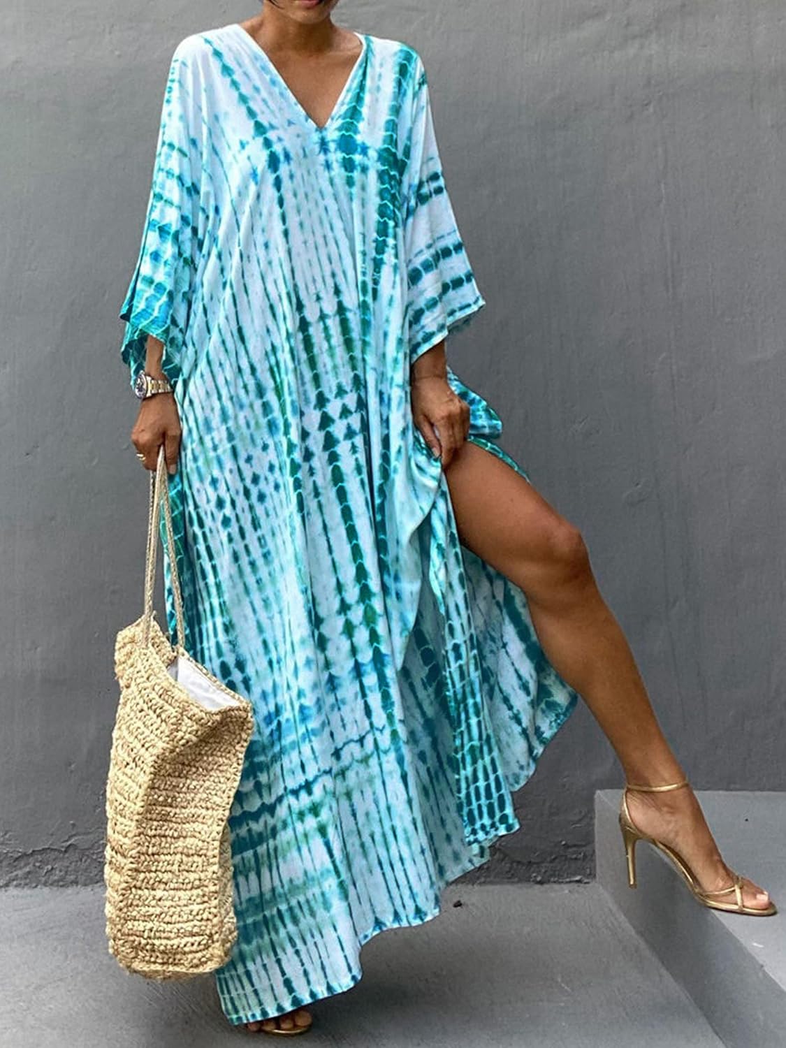 Kaftan Dresses for Women Plus Size Summer Beach Dress with Print and Swim Cover Ups - Image 4