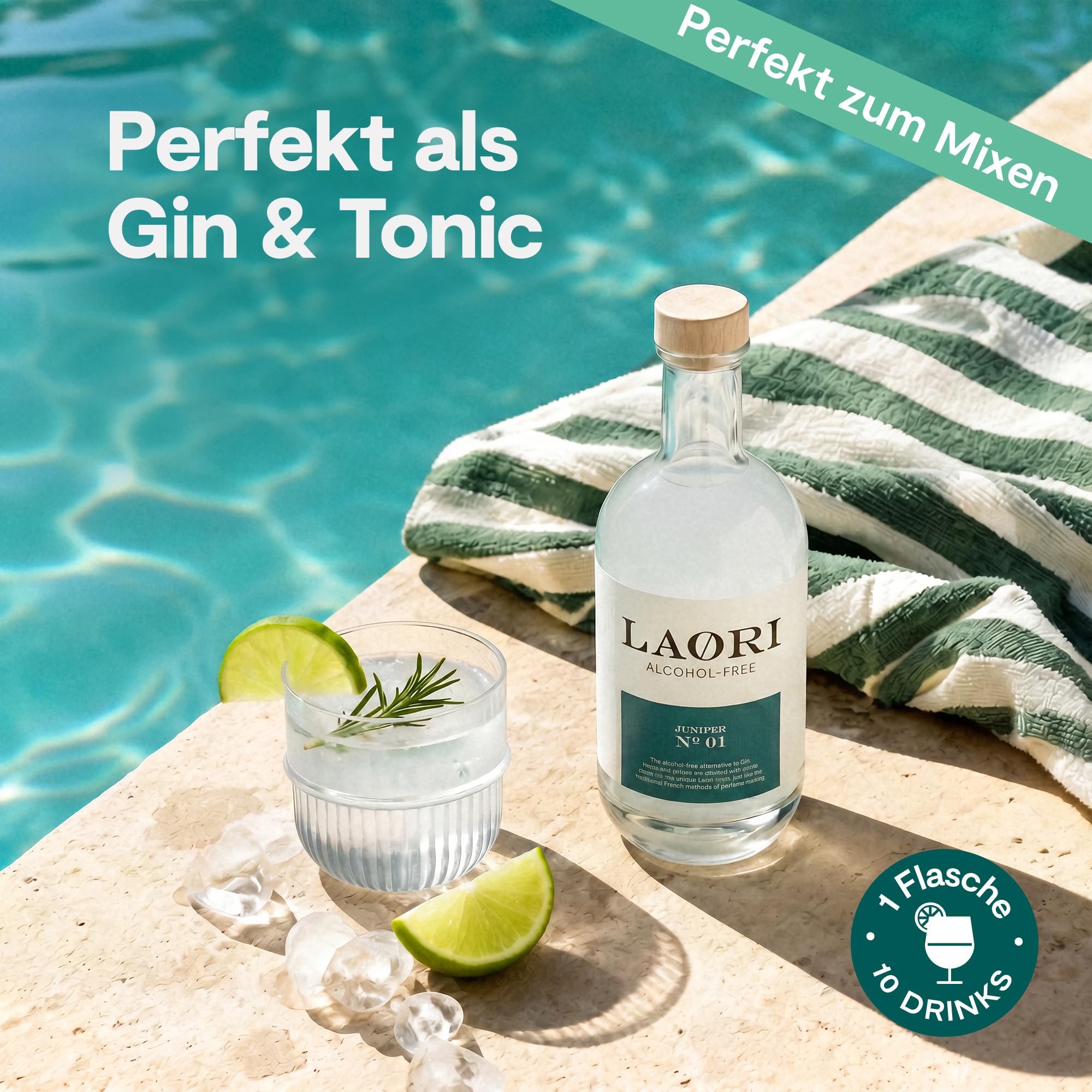 Laori Juniper No 1 | Alkoholfreie Alternative zu Gin | Natürliche Botanicals | Frei von künstlichen Aromen | Vegan & Zuckerfrei | Mild-würzige Frische | 500 ml