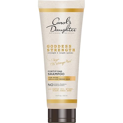 Carol's Daughter Goddess Strength Fortifying Shampoo For Wavy, Coily and Curly Hair, Sulfate Free Shampoo with Castor Oil for Weak Hair, 11 Fl Oz