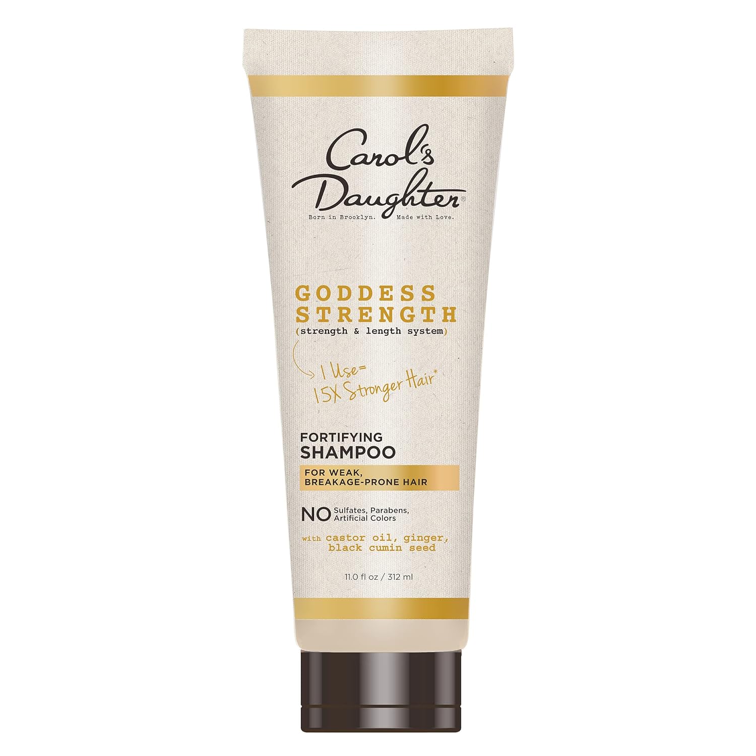 Carol’s Daughter Goddess Strength Fortifying Shampoo For Wavy, Coily and Curly Hair, Sulfate Free Shampoo with Castor Oil for Weak Hair, 11 Fl Oz