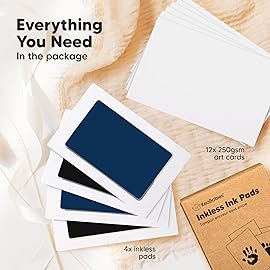 4-Pack Inkless Baby Hand and Footprint Kit - Mess Free Ink Pad for Newborn Keepsake, Dog Nose & Paw Print Kit, Clean Touch Ink Pad for Baby Hand & Footprints, Ideal New Mom Gifts(Jet/Navy)