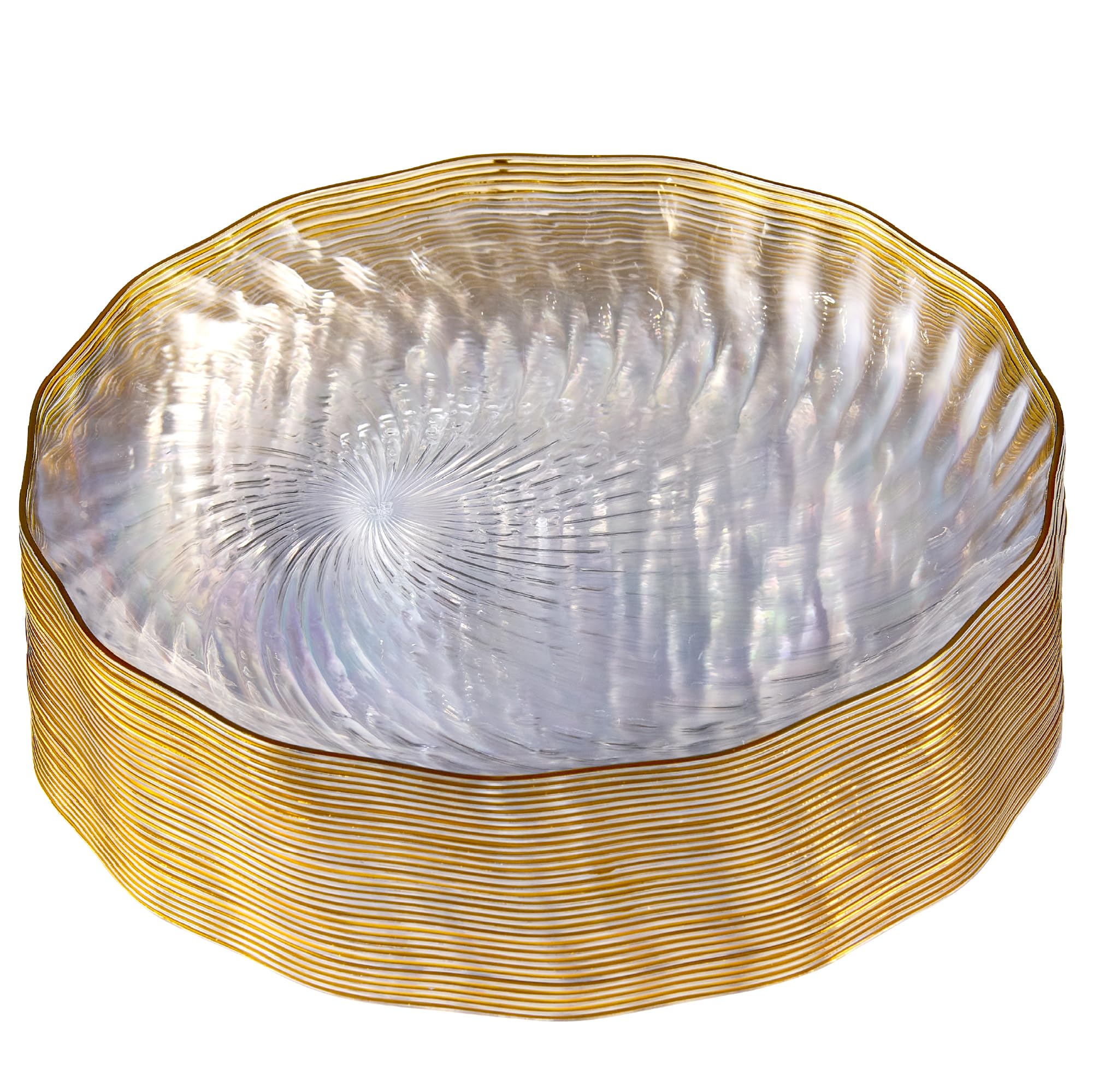 Elegant Disposable Plates & Bowls - Gold Rim Design -14