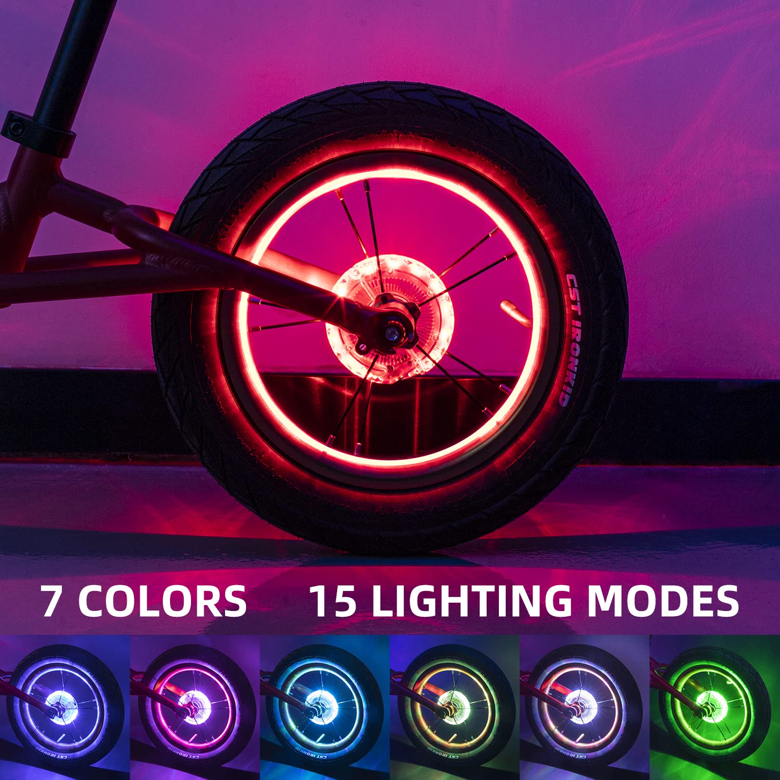 Lumières LED de moyeu de roue de vélo rechargeables, étanche, USB, RVB, rayons colorés pour la sécurité, iode et décoration  18
