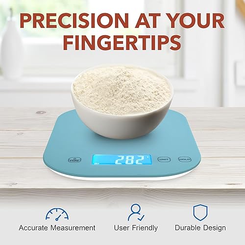 Miniatura 4 de Smart Weigh Báscula digital azul de cocina para cocinar, pérdida de peso, seguimiento de calorías, hornear, control de porciones de alimentos y