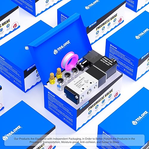 Miniatura 73 de TAILONZ PNEUMATIC Válvula solenoide de 1/4 "NPT 4V210-08 DC12V sola bobina accionada por piloto eléctrica 2 posiciones 5 vías Tipo de conexión Caja