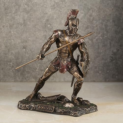 Miniatura 2 de Veronese Design Aquiles Rage Trojan War Hero Achilleus Holding Lanza y Escudo Estatua