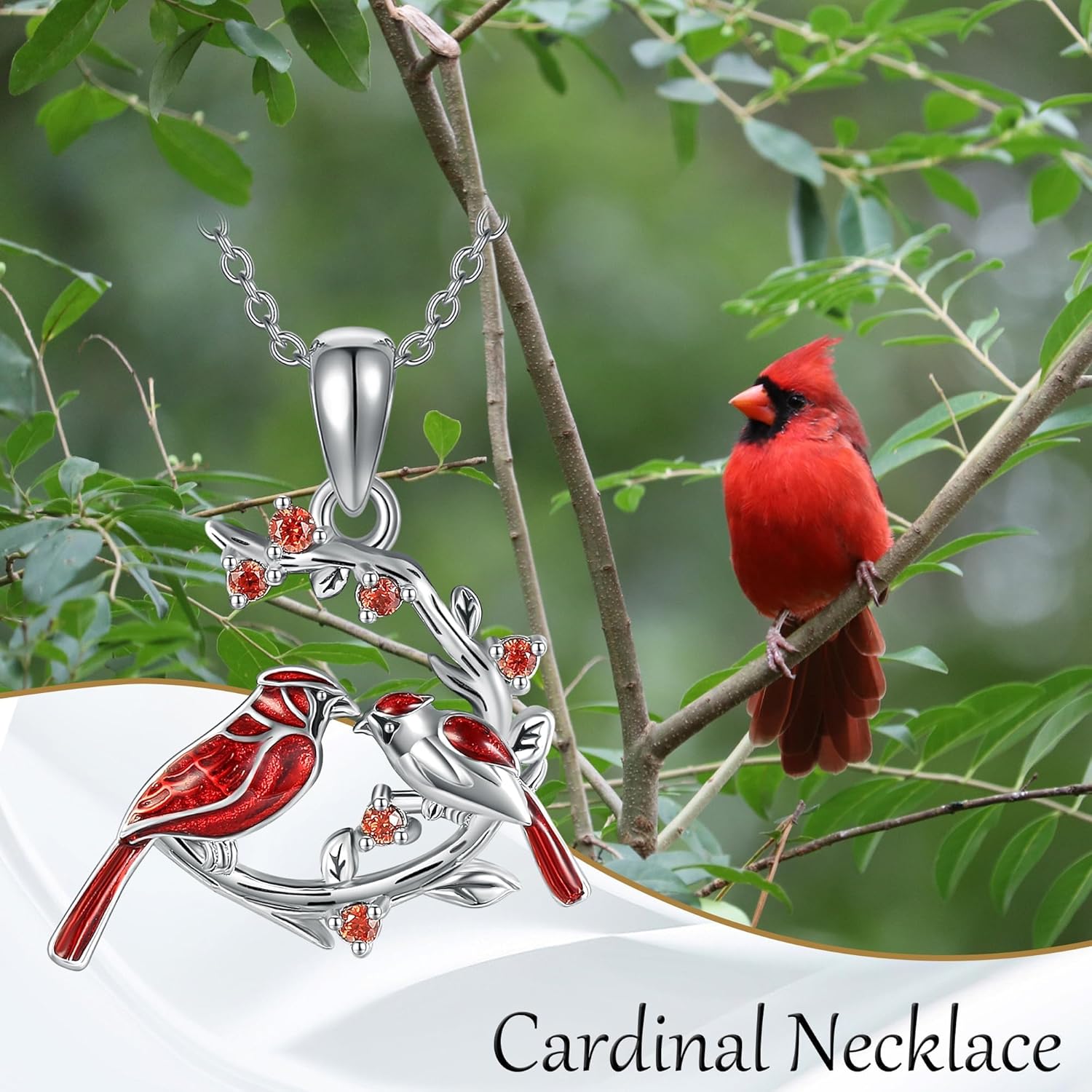 Cardinal Necklace 925 Sterling Silver Red Cardinal Pendant Christmas Mother's Day Bird Jewelry for Women Mom - Image 6