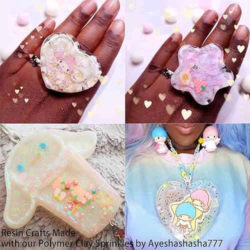 Miniatura 8 de FUNSHOWCASE Juego de 60 suministros de resina para arte de poción mágica, juego de 60 suministros de perlas de cristal de confeti con purpurina,