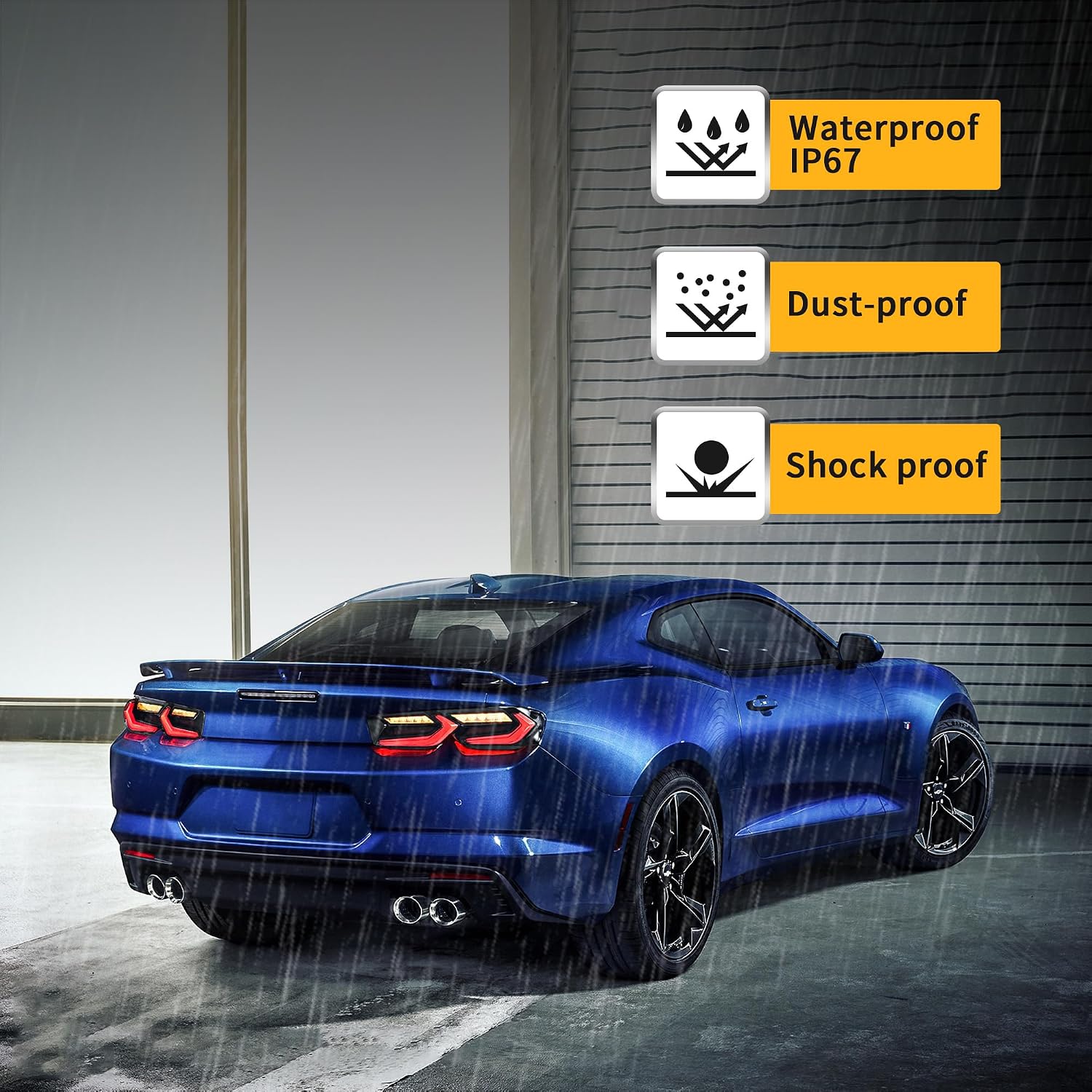 VLAND LED Rear Lamps Compatible with Chevrolet Camaro 6th Gen Facelift 2019-2023 1SS 2SS 2LT 1LT 2LS ZL1 w/Sequential Red Tail Light Assembly Driver+Passenger Sides