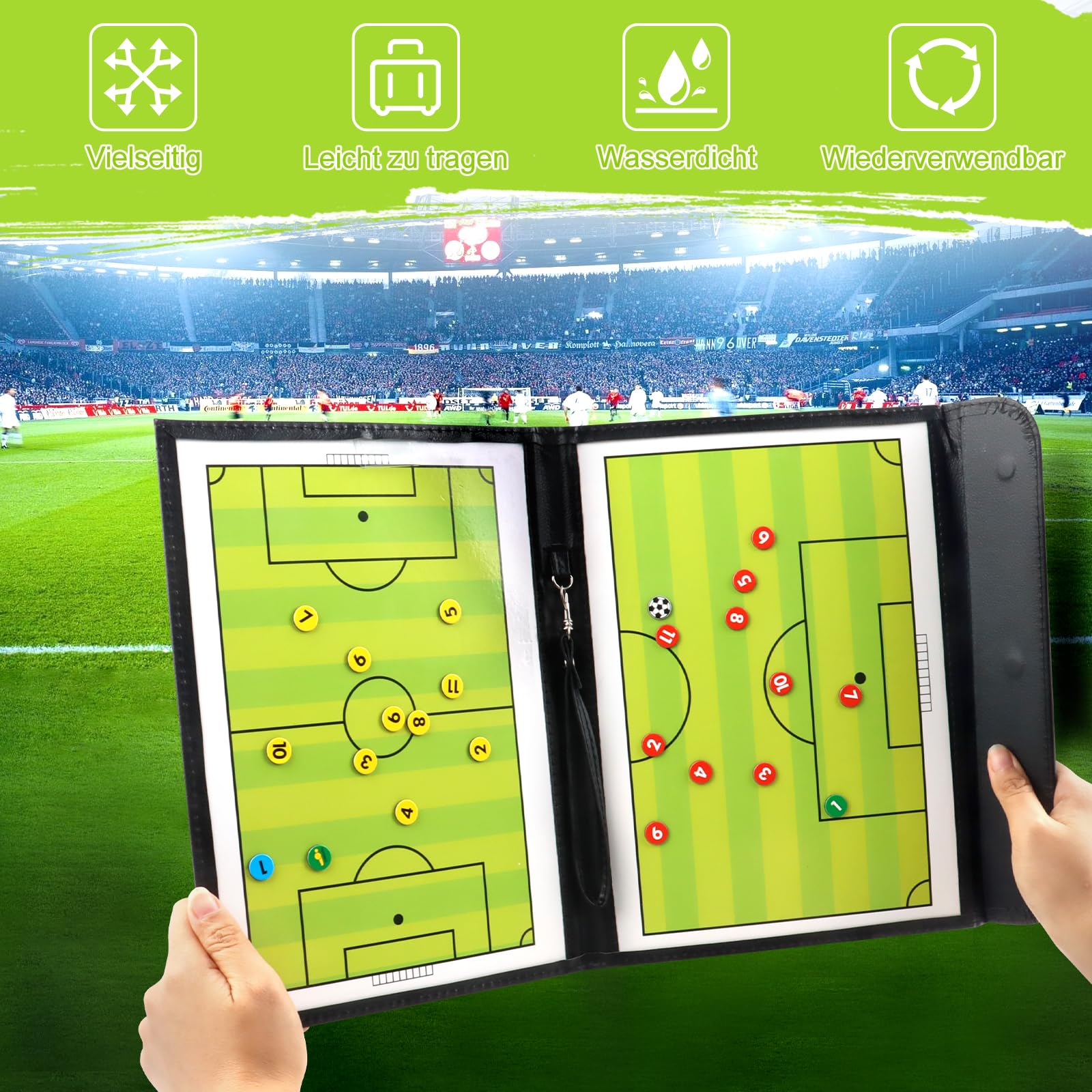 KEWUZY Coaches Lavagna Tattica, Calcio Allenatore di Board, Lavagna Tattica Calcio, con Matite e Magneti, per Insegnare e Formazione di Calcio