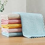 JOYMOOP Microfiber Cleaning Cloth, Reusable Absorbent Microfiber Cleaning Cloths, Kitchen Dish Cloth Waffle Weave 5 Pack, Mixed Color, 9.89.8inch