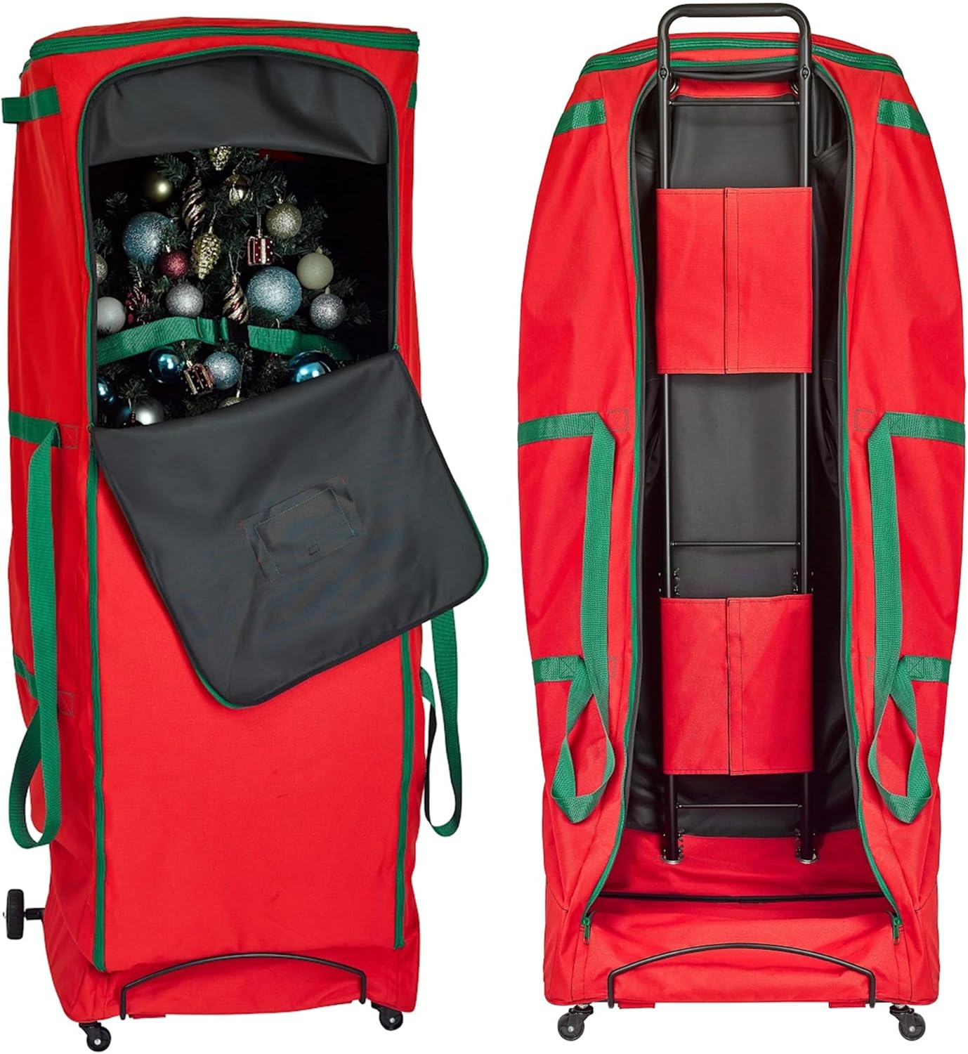 HOLDN’ STORAGE Rolling Christmas Storage Bag - Fits Up to 12 Feet Artificial Trees, Heavy Duty 600D Extra Large Garland and Tree Bag With Wheels