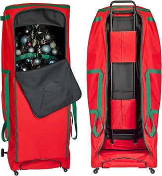 HOLDN STORAGE Rolling Christmas Storage Bag - Fits Up to 12 Feet Artificial Trees, Heavy Duty 600D Extra Large Garland and Tree Bag With Wheels