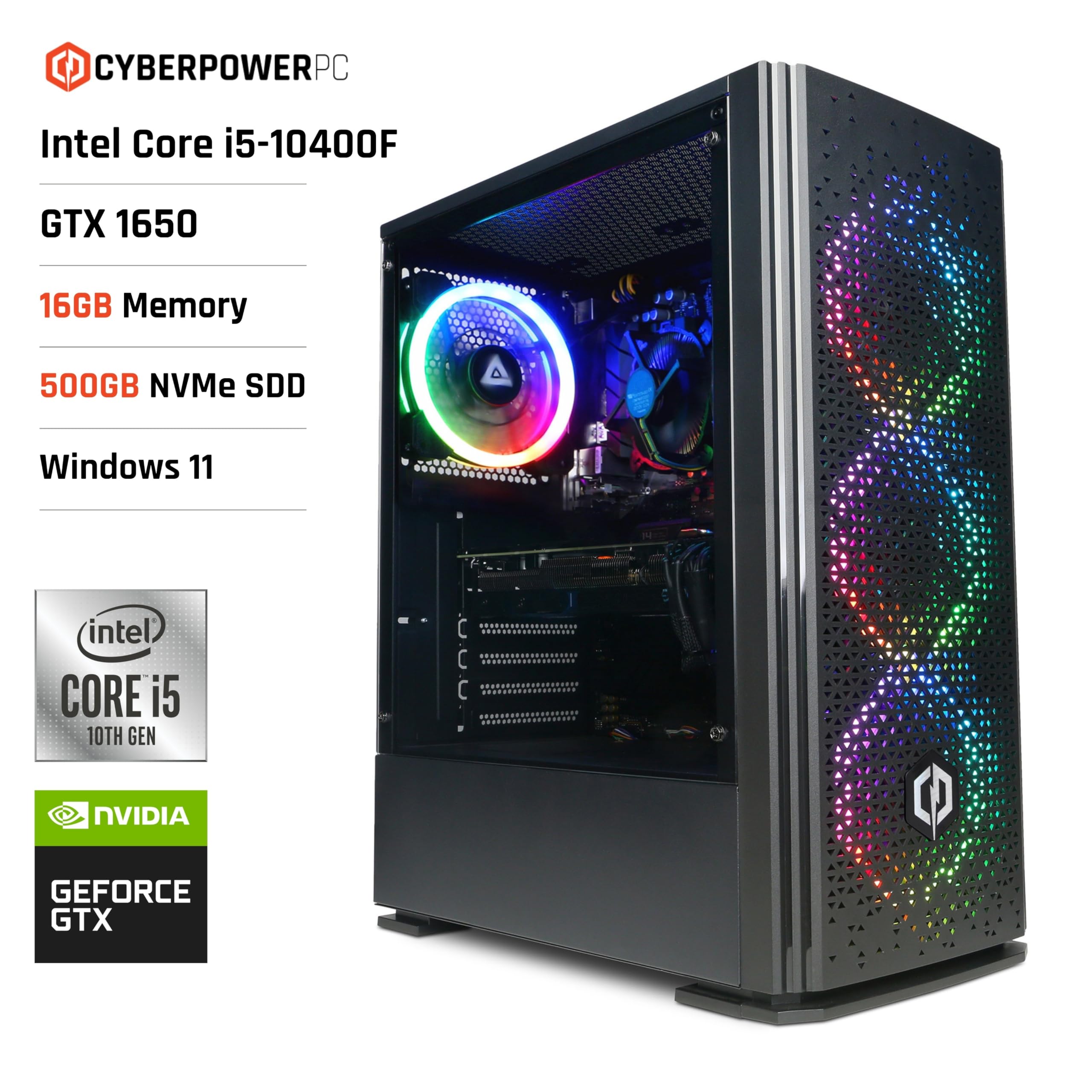 CyberpowerPC Wyvern Gaming PC - Intel Core i5-10400F, Nvidia GTX
