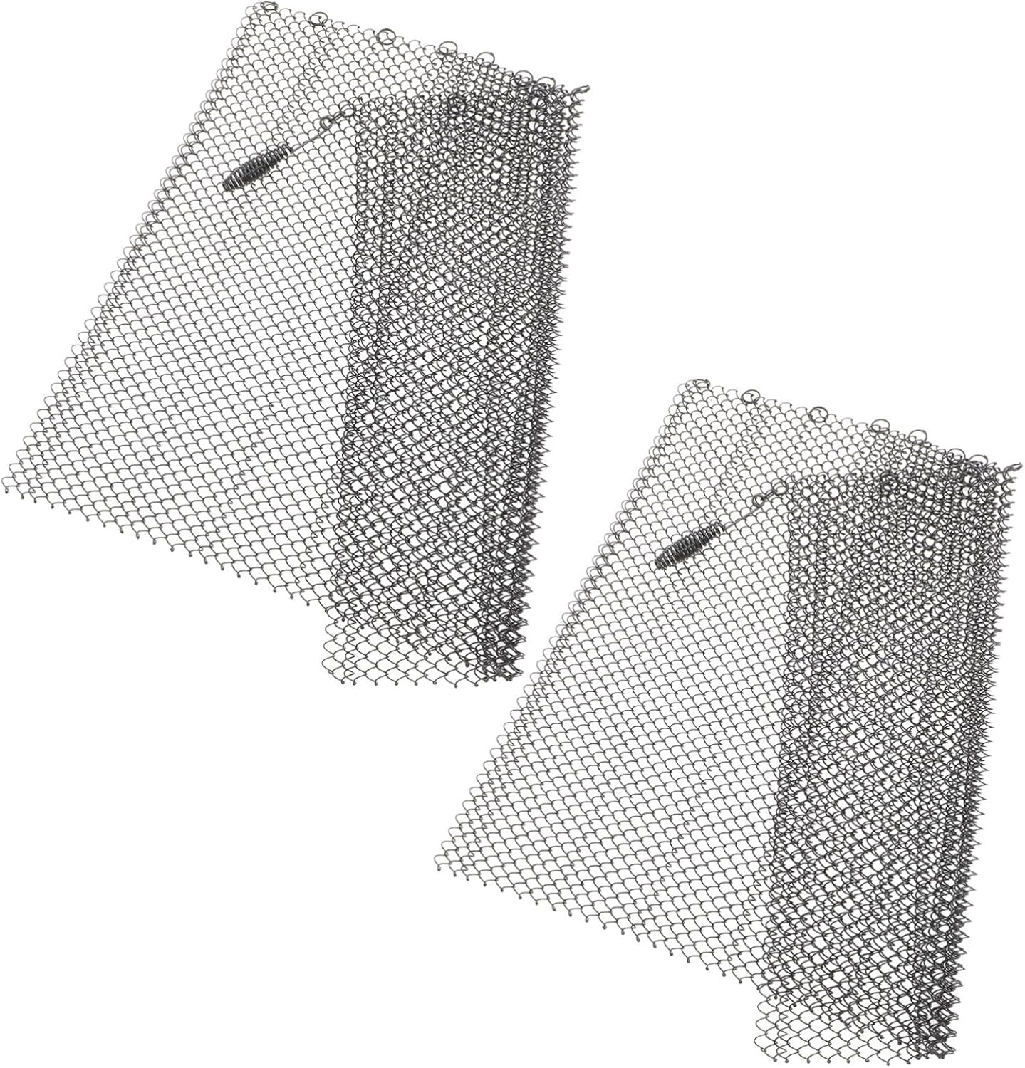 Fireplace Screen Mesh 2pcs Metal Curtains Handles for Indoor/Outdoor Fireplaces