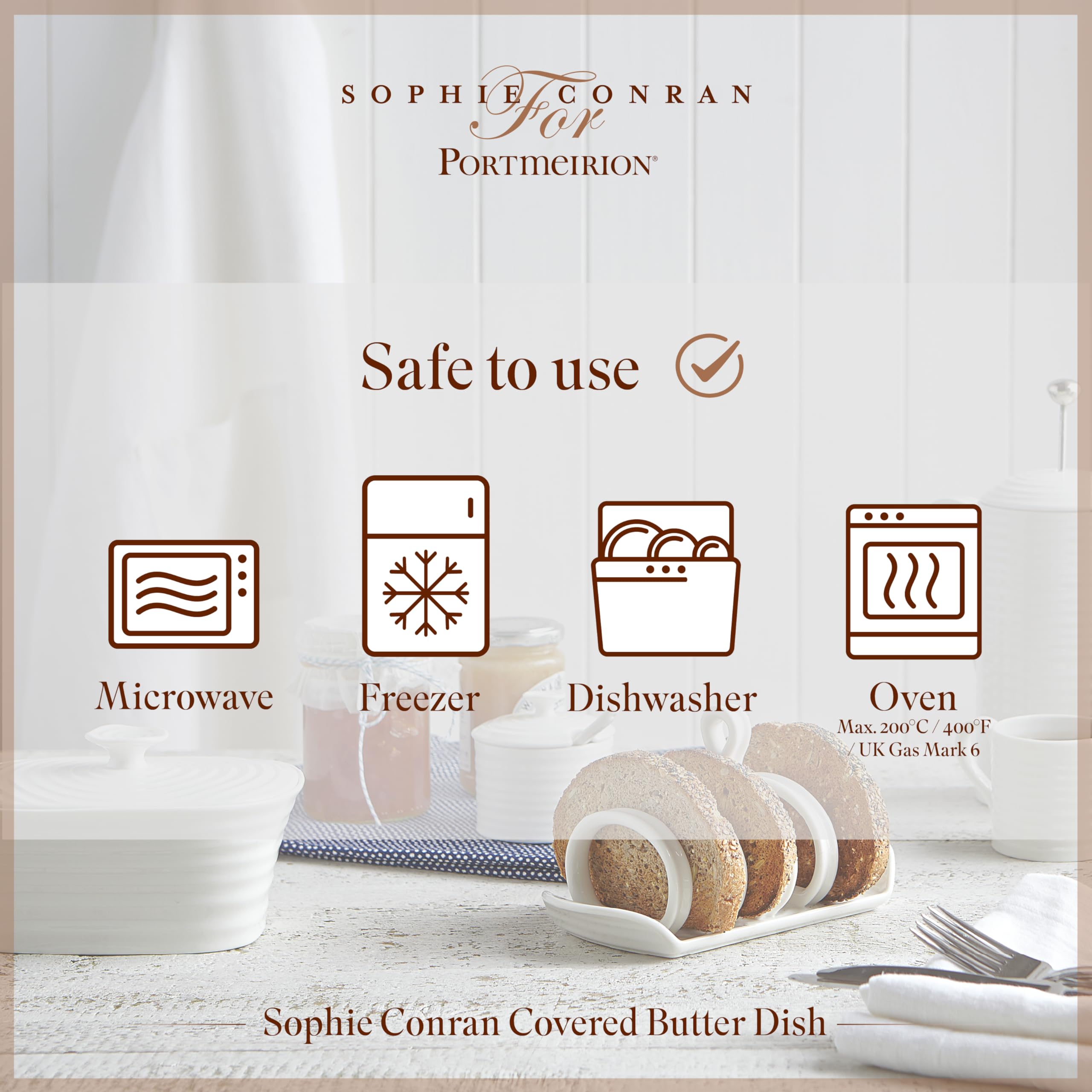 Amazon｜Portmeirion Sophie Conran White Covered Butter Dish by