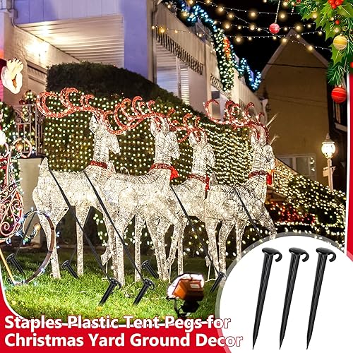 Miniatura 32 de Estacas inflables de plástico de 7 pulgadas para patio, estacas de plástico resistentes para tienda de campaña, estacas de jardín de repuesto