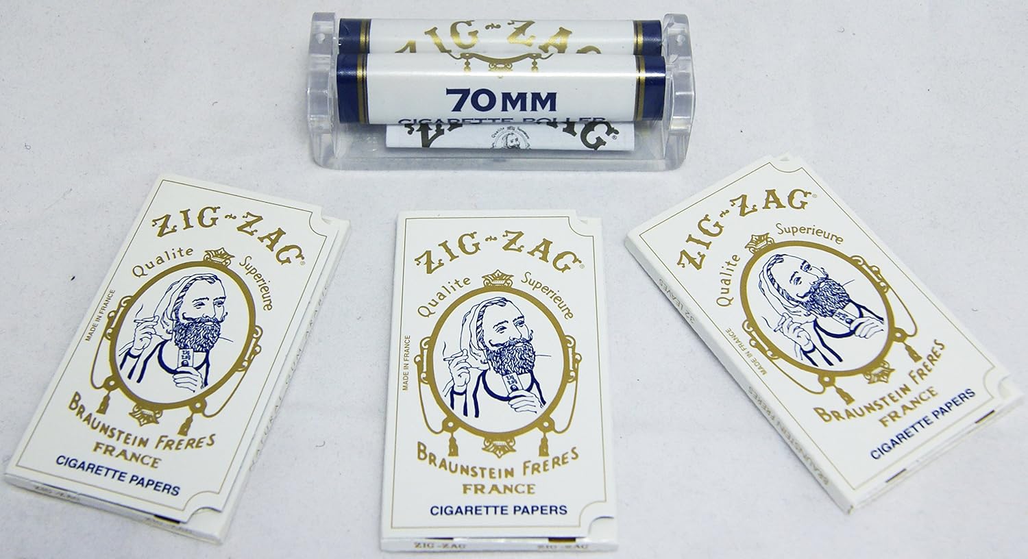 Zig-zag 70mm Single Wide Cigarette Rolling Machine+ Three 32 Leaves Papers, Total 96 Leaves