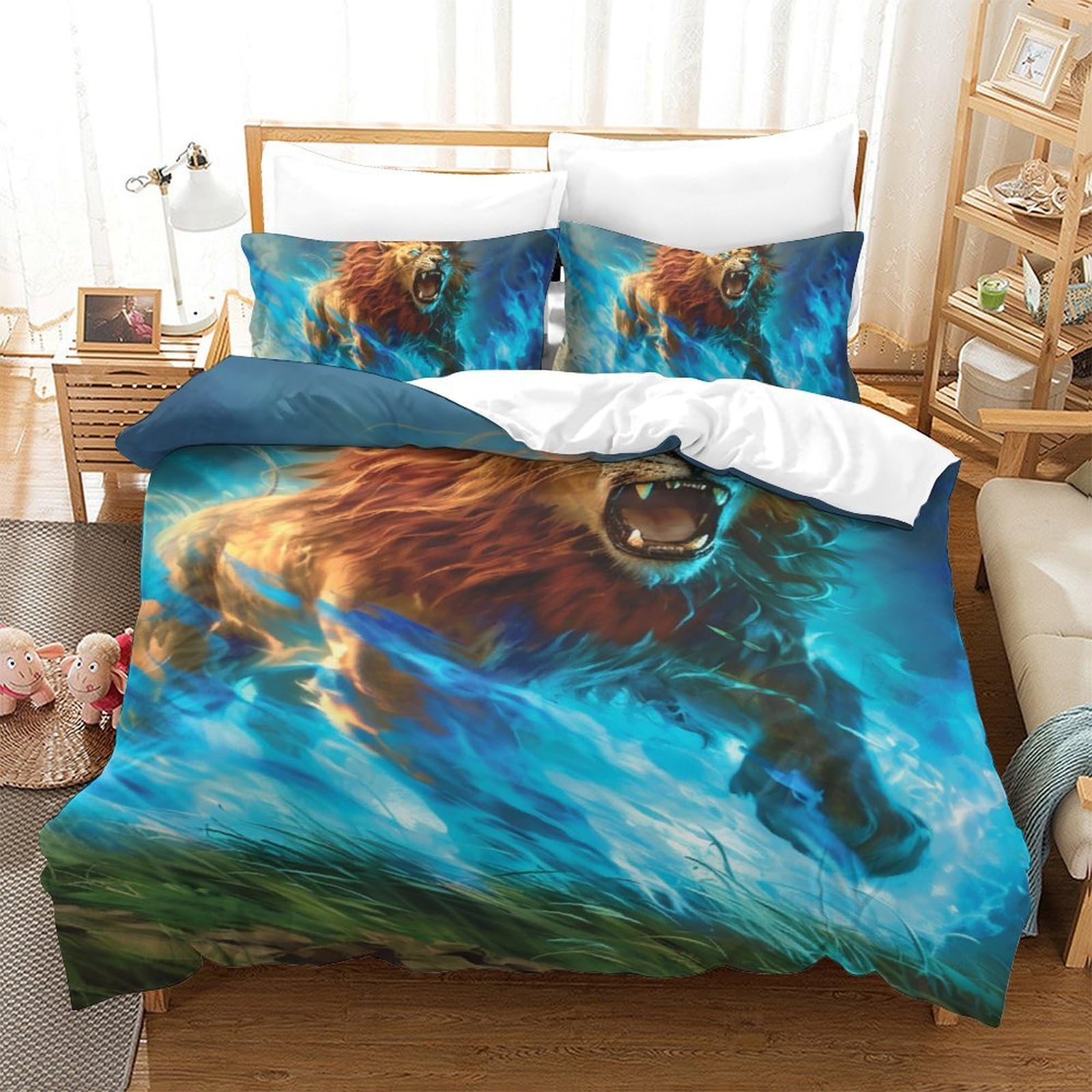 Housse de couette lion sauvage pour décorer une chambre d'enfant