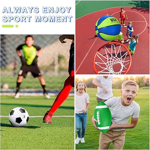 Miniatura 4 de Lenwen Juego de 6 pelotas deportivas para niños y adolescentes, incluye balón de fútbol de baloncesto de tamaño oficial con bolsas de equipo