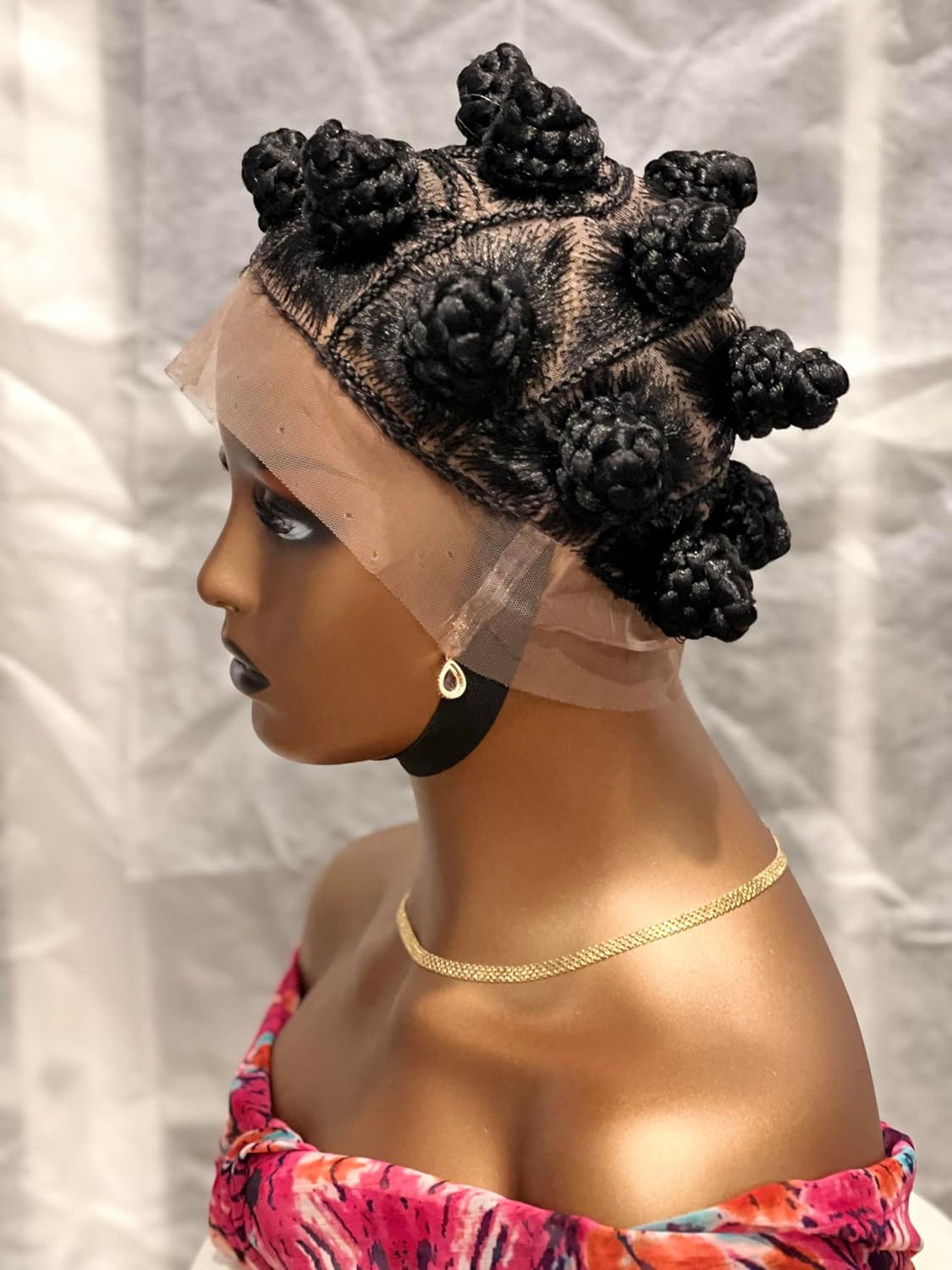 Handmade braided Bantu knots knots wig made on a full lace wig. Knotless braids, box braids, cornrow wig for black women wig.