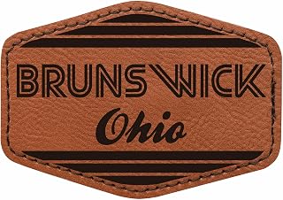 Brunswick Ohio City Retro Souvenir 2x3 Hexagonal Iron-on Leatherette Patch with Adhesive Single