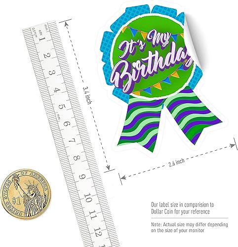 Miniatura 4 de easykart labels 320 calcomanías de feliz cumpleaños con texto en inglés "It's My Birthday" para niños, decoración de fiesta de cumpleaños para el