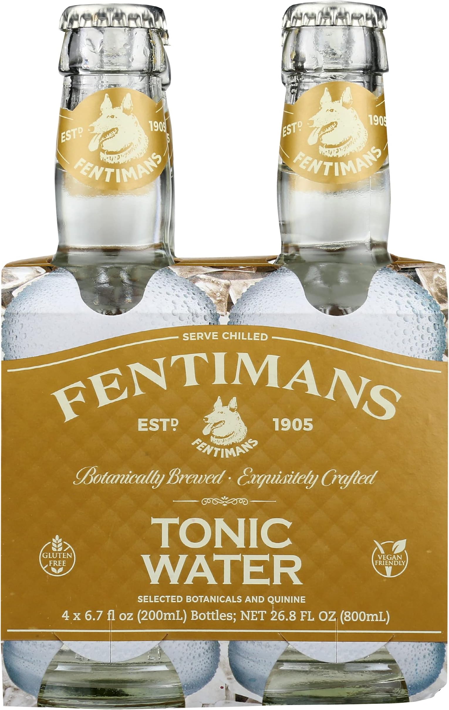 Tonic Water, Selected Botanicals & Quinine, Vegan, Gluten Free, 4 Count, 26.8 Fluid Ounce (Pack of 6)