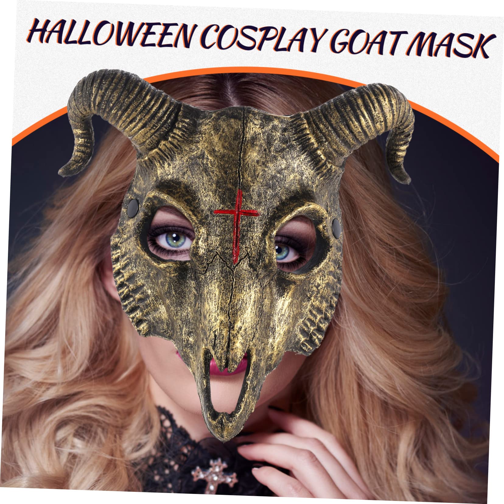 BESPORTBLE 4 Pièces Masque de Tête de Chèvre Doré pour Fête Cosplay Halloween Décoration Visage Animal Unique Accessoire Unisexe pour et Carnaval