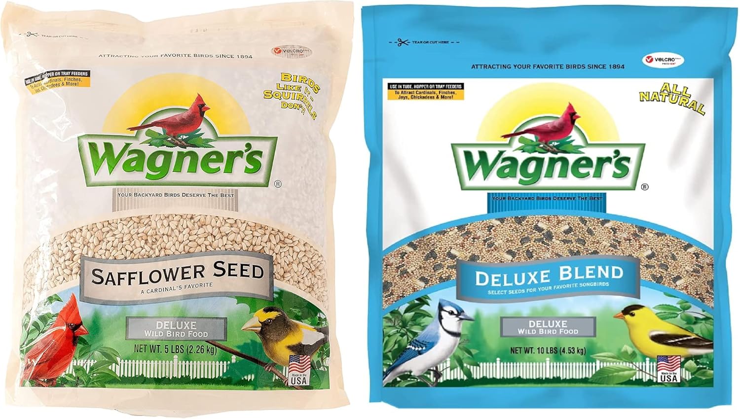 Wagner's Safflower Seed and Deluxe Wild Bird Food Bundle | 5 lbs Safflower Seed + 10 lbs Bird Food