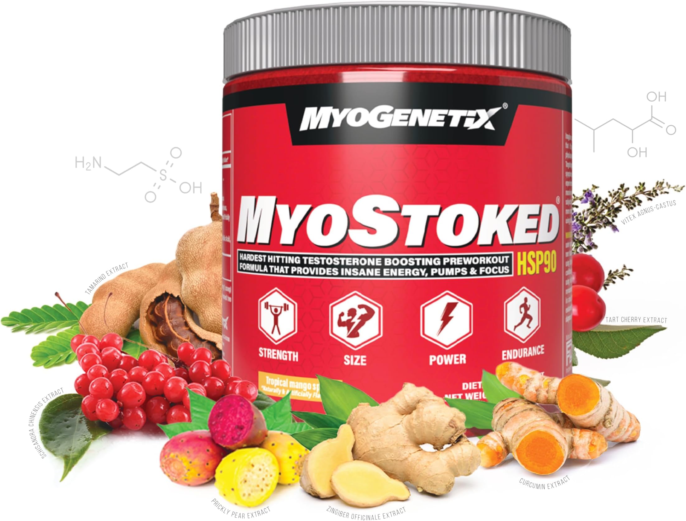 MYOSTOKED | Hardest Hitting Testo Boosting PREWORKOUT Formula That Provides INSANE ENERGY, PUMPS & FOCUS | Tropical Mango Spice | 45 Servings |