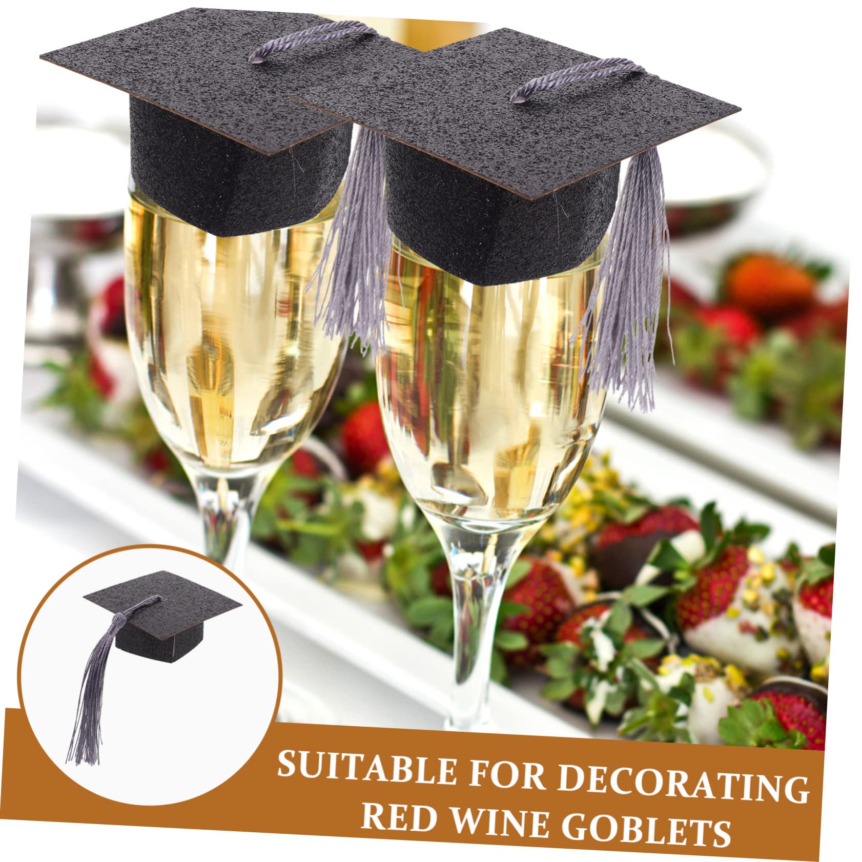 SEWACC 50 Pcs Graduation Goblet Lid Hot Cup Covers Graduation Cap Bottle Toppers Drink Cup Cover Funny Wine Glass Cover 2023 Graduation Accessories Outdoor Drink Covers Decorate Paper