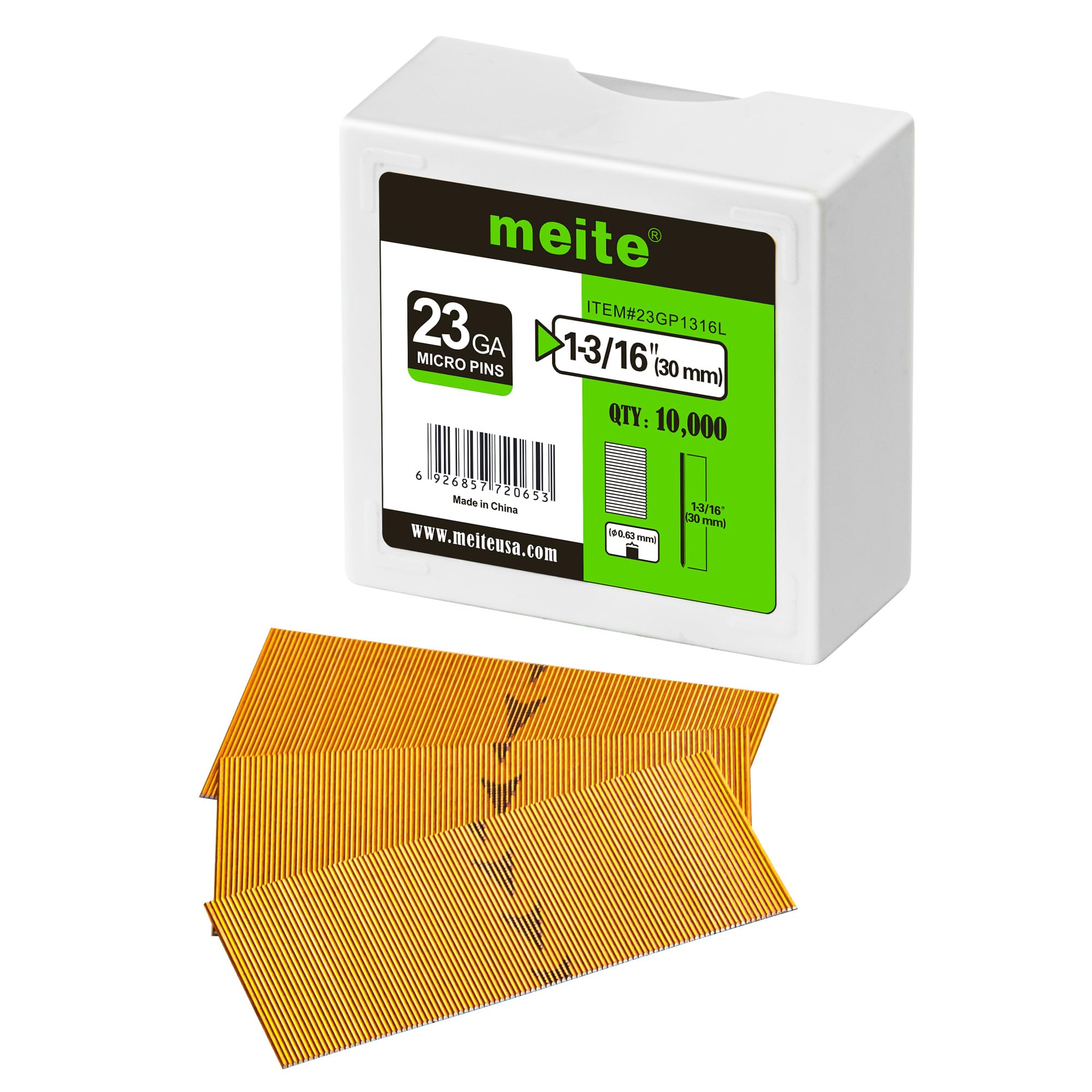 meite 23 Gauge Pin Nails, 30 mm Micro Headless Brad Nails for Pin Nailer, Galvanised Pins Nail Gun Nails