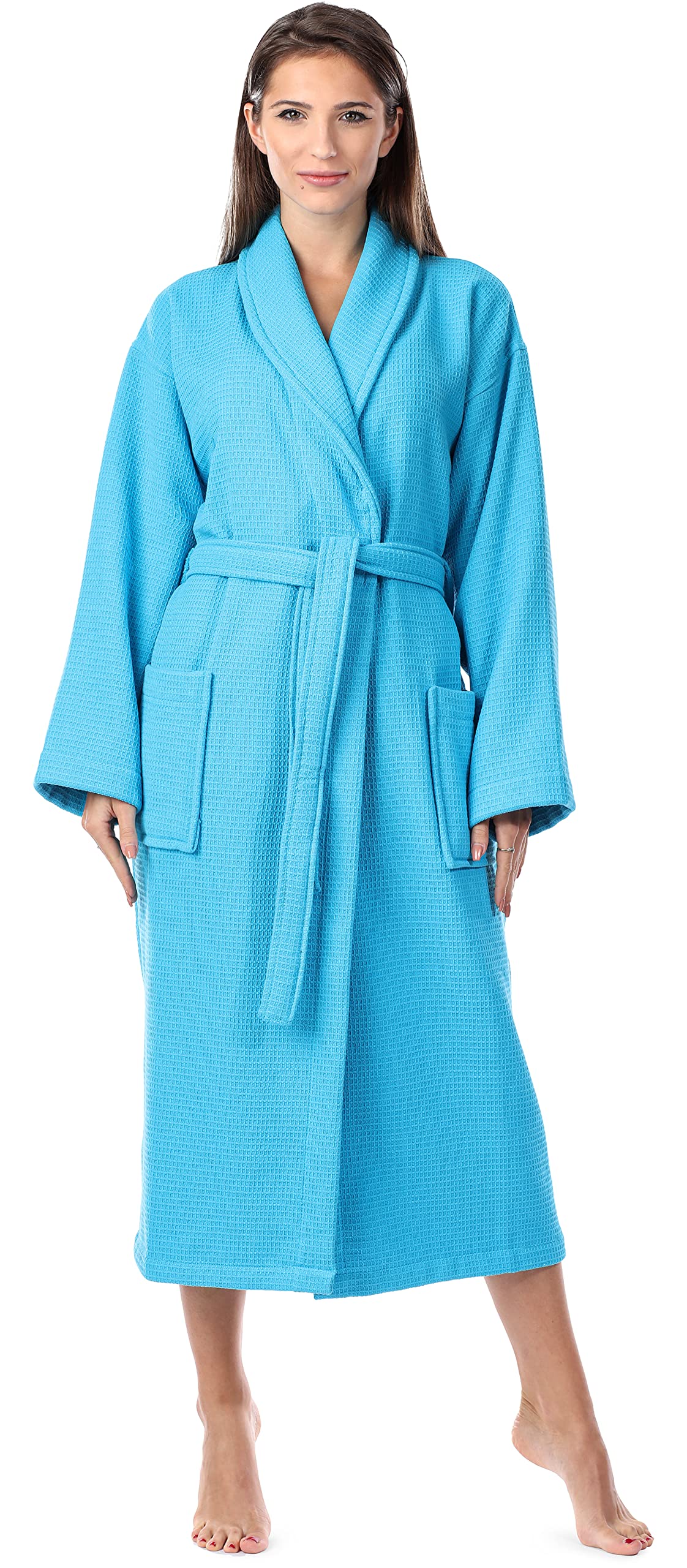 Ladeheid Damen Frottee Bademantel aus 100% Baumwolle Waffelpiqué LA40-227