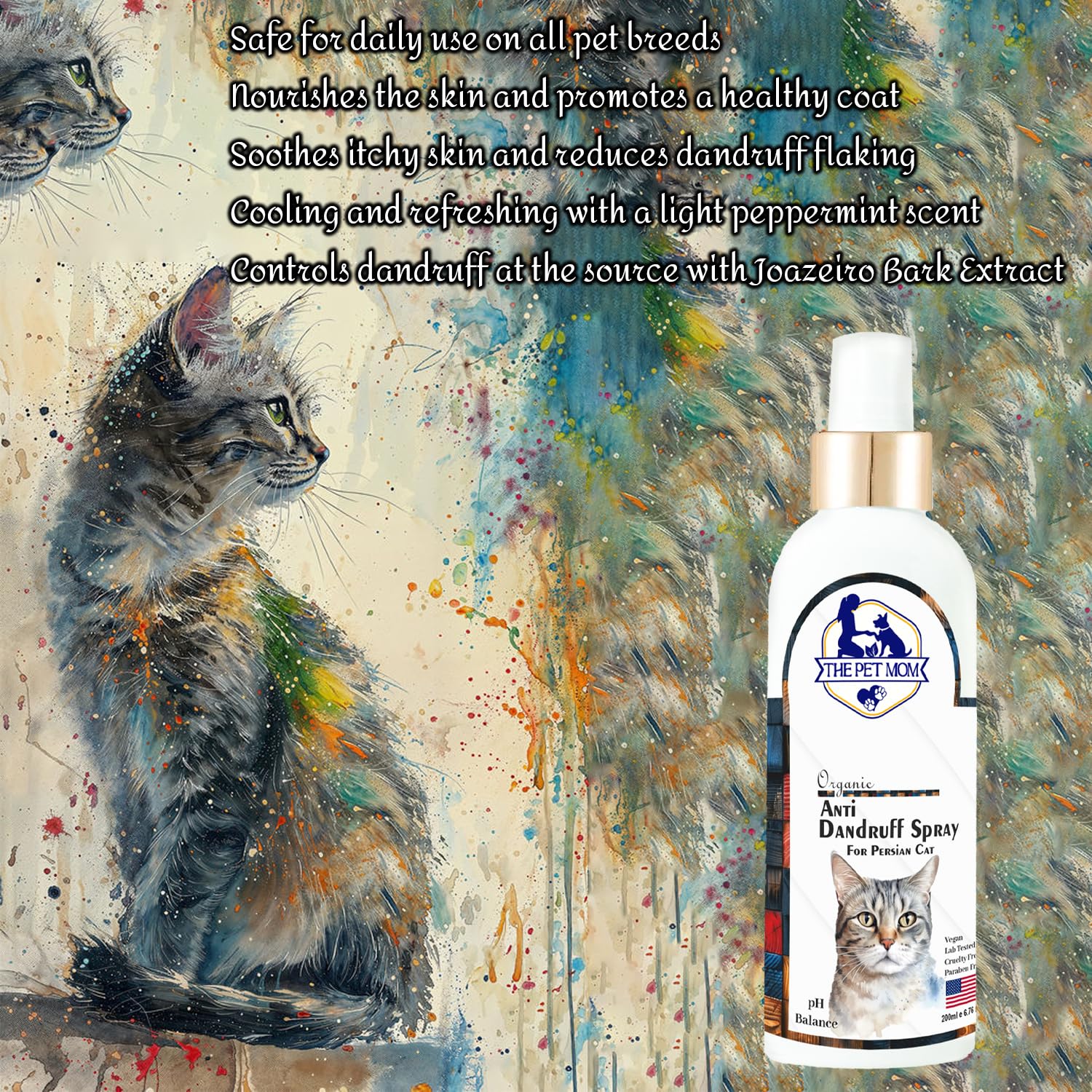 The Pet Mom Anti-Dandruff Spray for Persian Cat, Kitten | Cat Anti Dandruff Spray | Soothing Relief for Itchy Skin & Say Goodbye to Dandruff | Anti-Dandruff Itch Spray for All Cat Breed β200ml 2