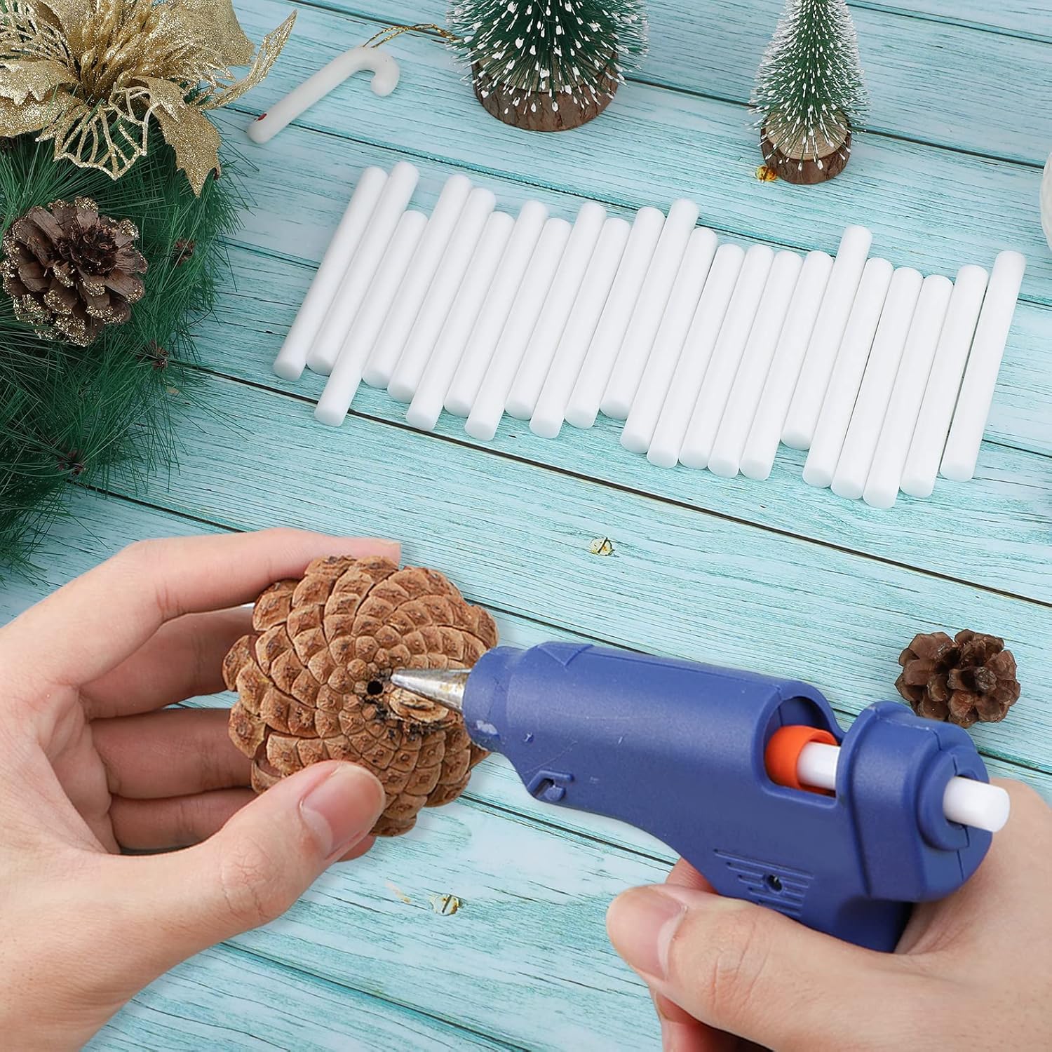 ENPOINT White Hot Glue Sticks Full Size, 24 PCS 0.43 Dia x 4" Long Fbric Glue Sticks for Craft, Adhesive Hot Melt Glue Sticks for Crafting, Woodworking, Decoration, Bonding Repair, Wax Sealing
