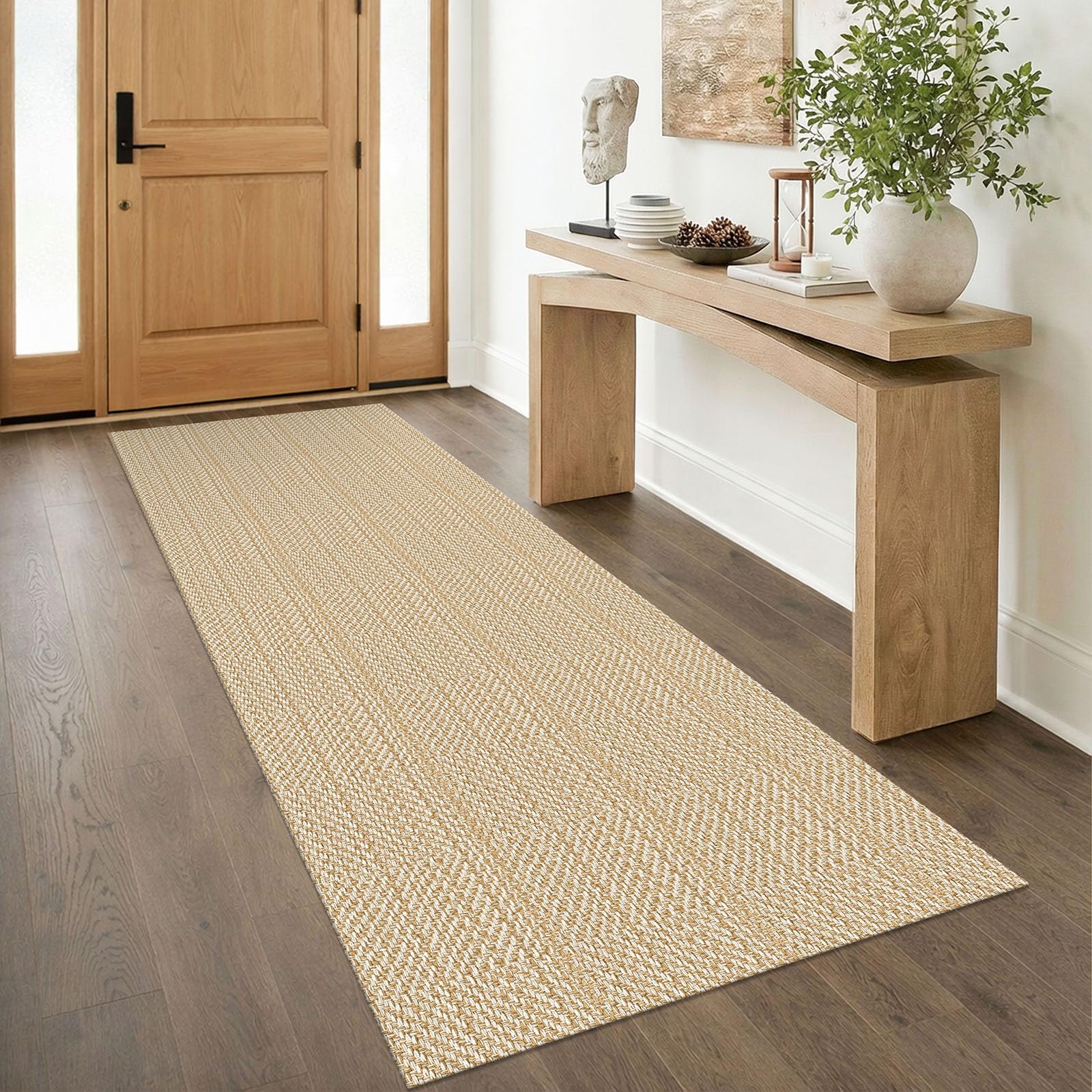 IOHOUZE Washable Runner Rug 3x8 Non Slip Rubber Backed Wide Hallway Runner Entryway Runner Indoor, Kitchen Rugs Woven Floor Carpet for Hall Entrance
