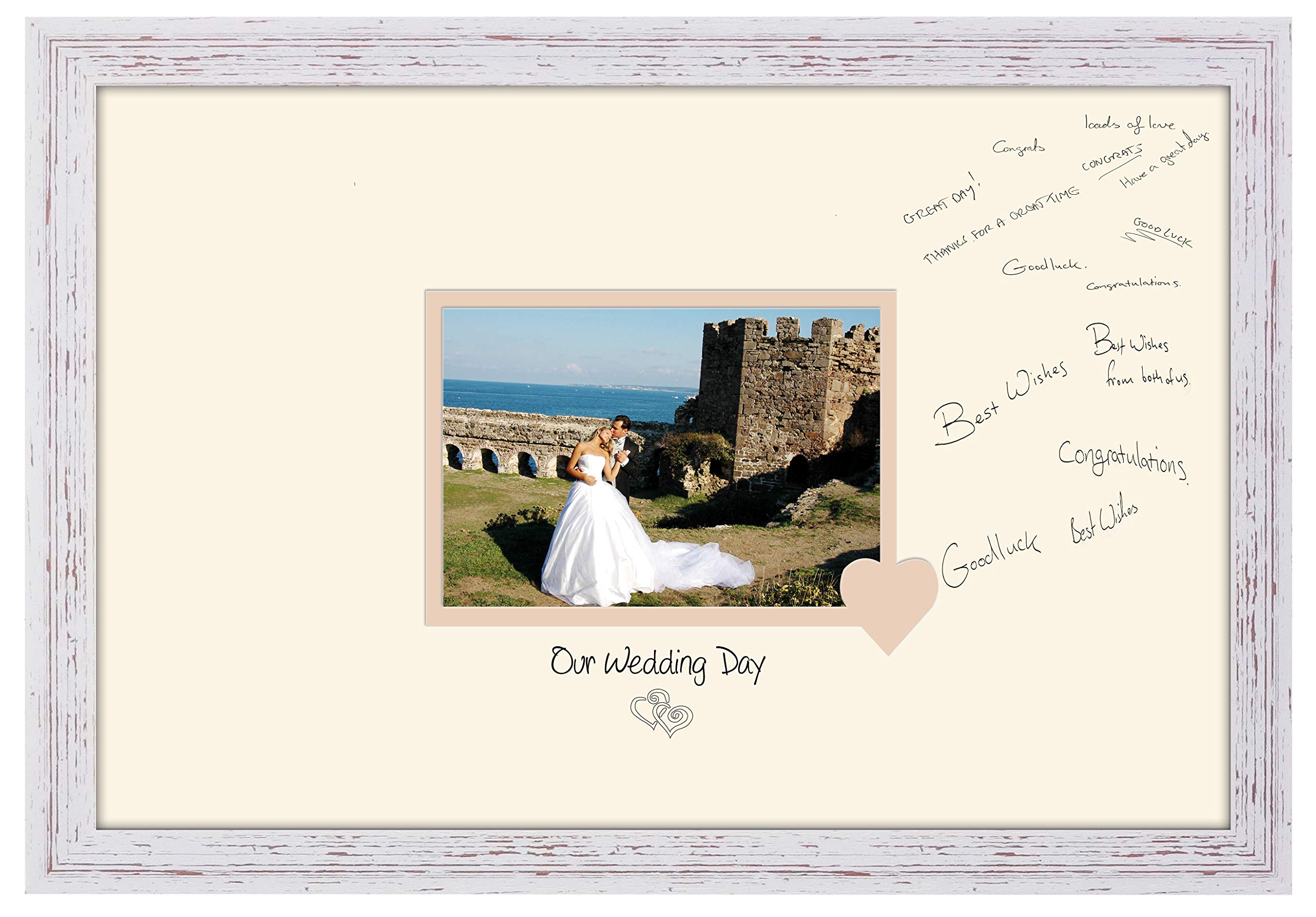 Photos In A Word Shabby Chic Frame Cream Mount Beige Inside Wedding Signing Guest Photo Frame 7X5 Gift Photo 697D (Shabby Chic Frame Cream Mount Beige Inside)