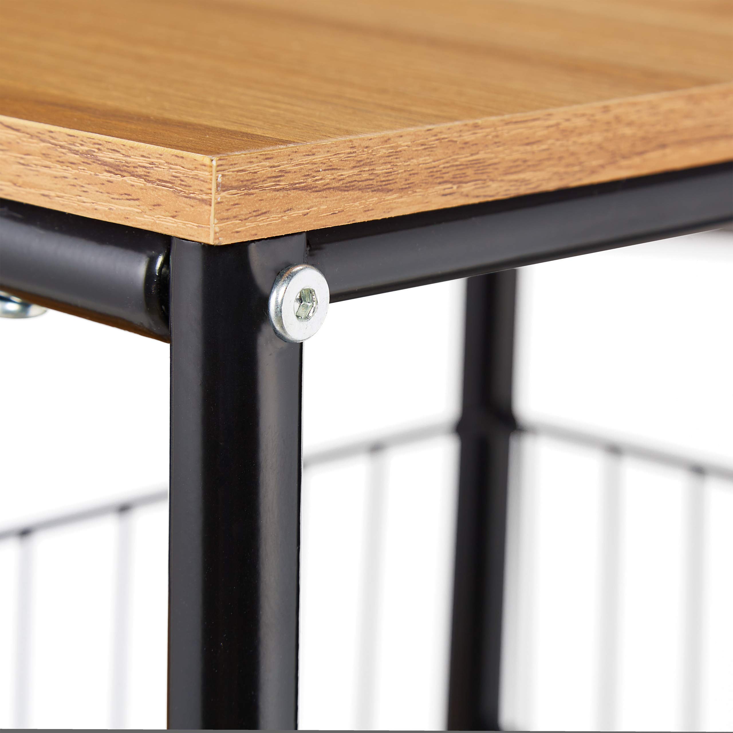 Relaxdays Chariot de Service, Cuisine,3 Supports, paniers, Industriel, métal et MDF, HlP 84x83x37 cm,Noir,Brun Clair