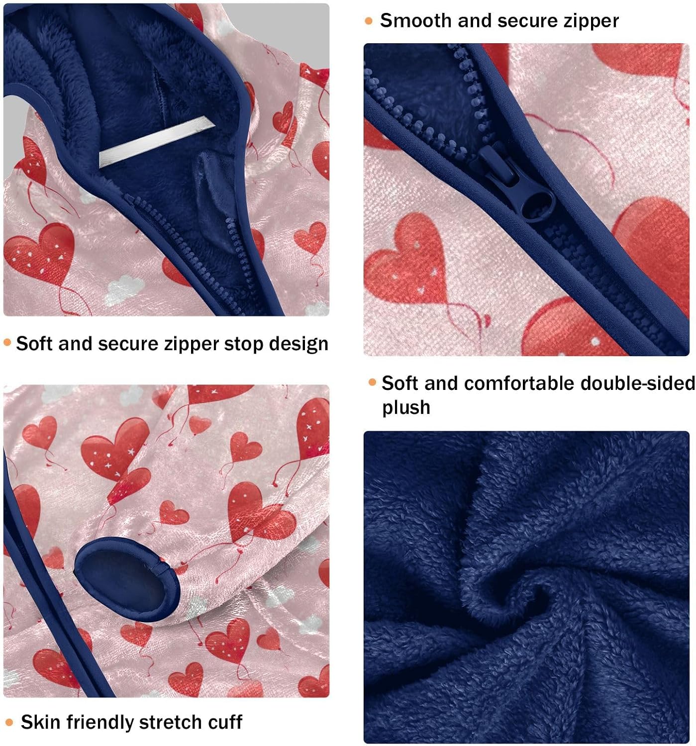Valentine's Day Heart Boys Fleece Coat,Children's Zip-Up Hoodie Jacket,Baby Warm Fashion Outerwear 3-10T,B0402612
