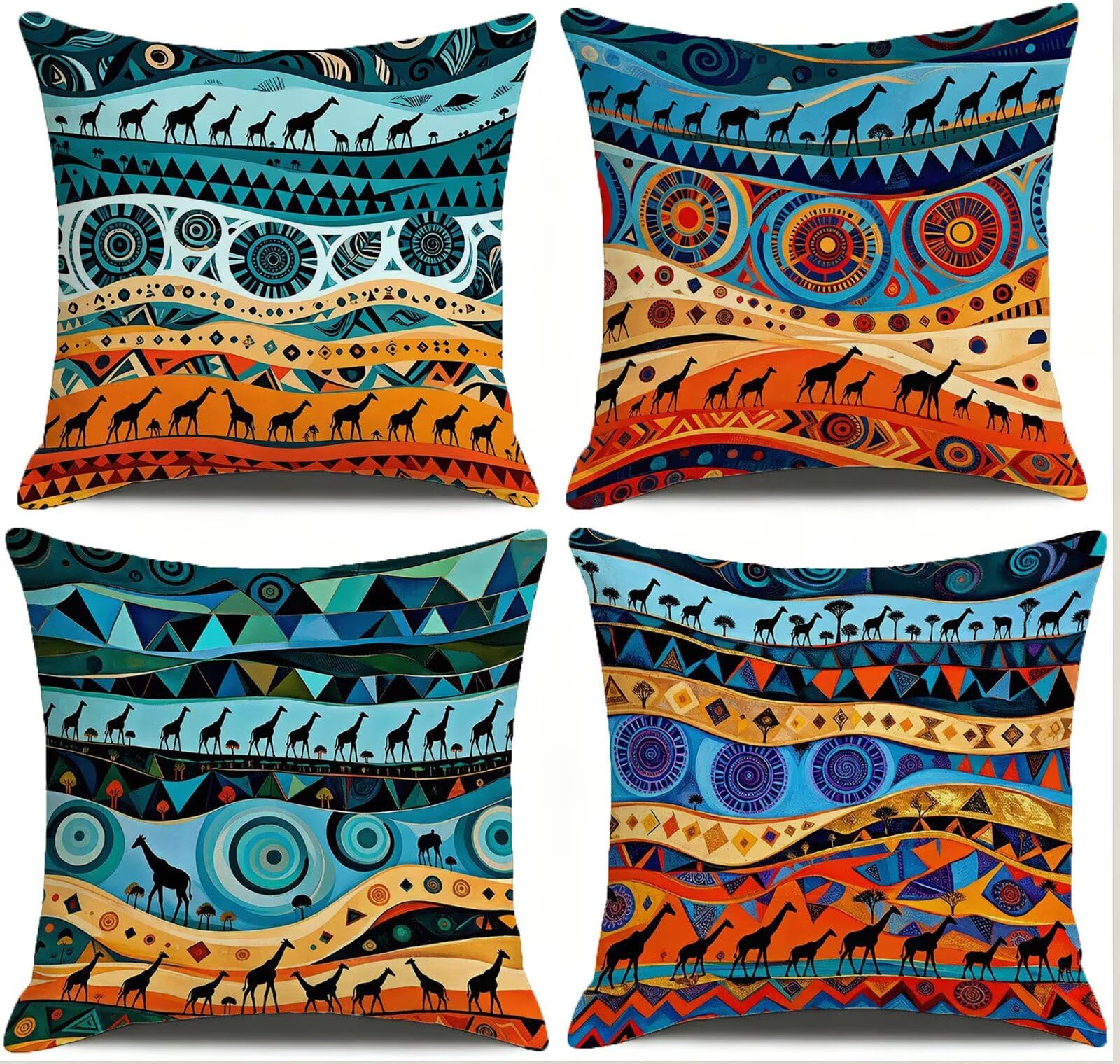 Cojines Exterior Color Naranja Funda Almohada 45x45cm Juego de 4, Cod-501