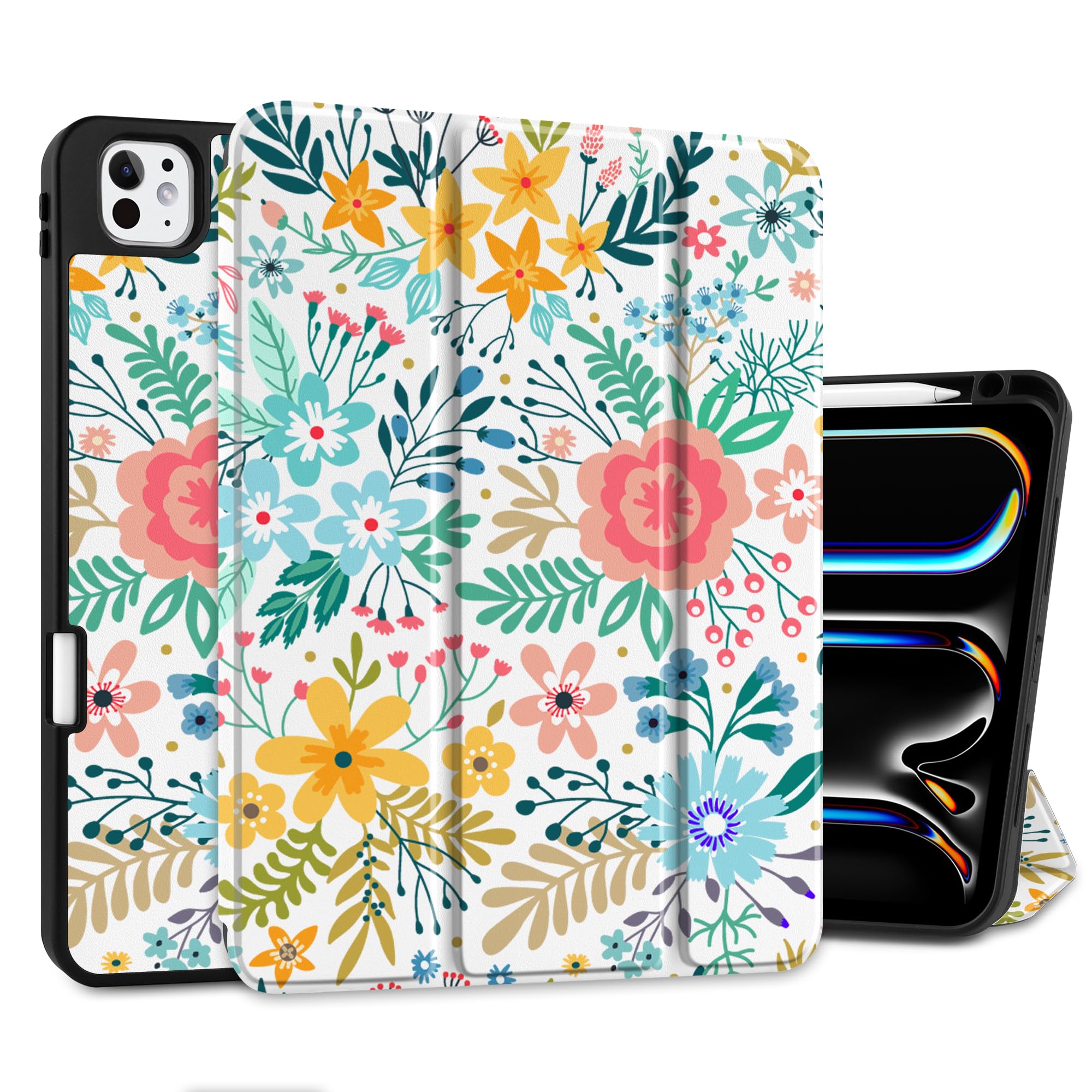 DONGKE Case for iPad Pro 11 inch (M5 2025 / M4 2024, 6th & 5th Generation) – [Built-in Pencil Holder] Ultra Slim PU Leather Trifold Stand Cover with