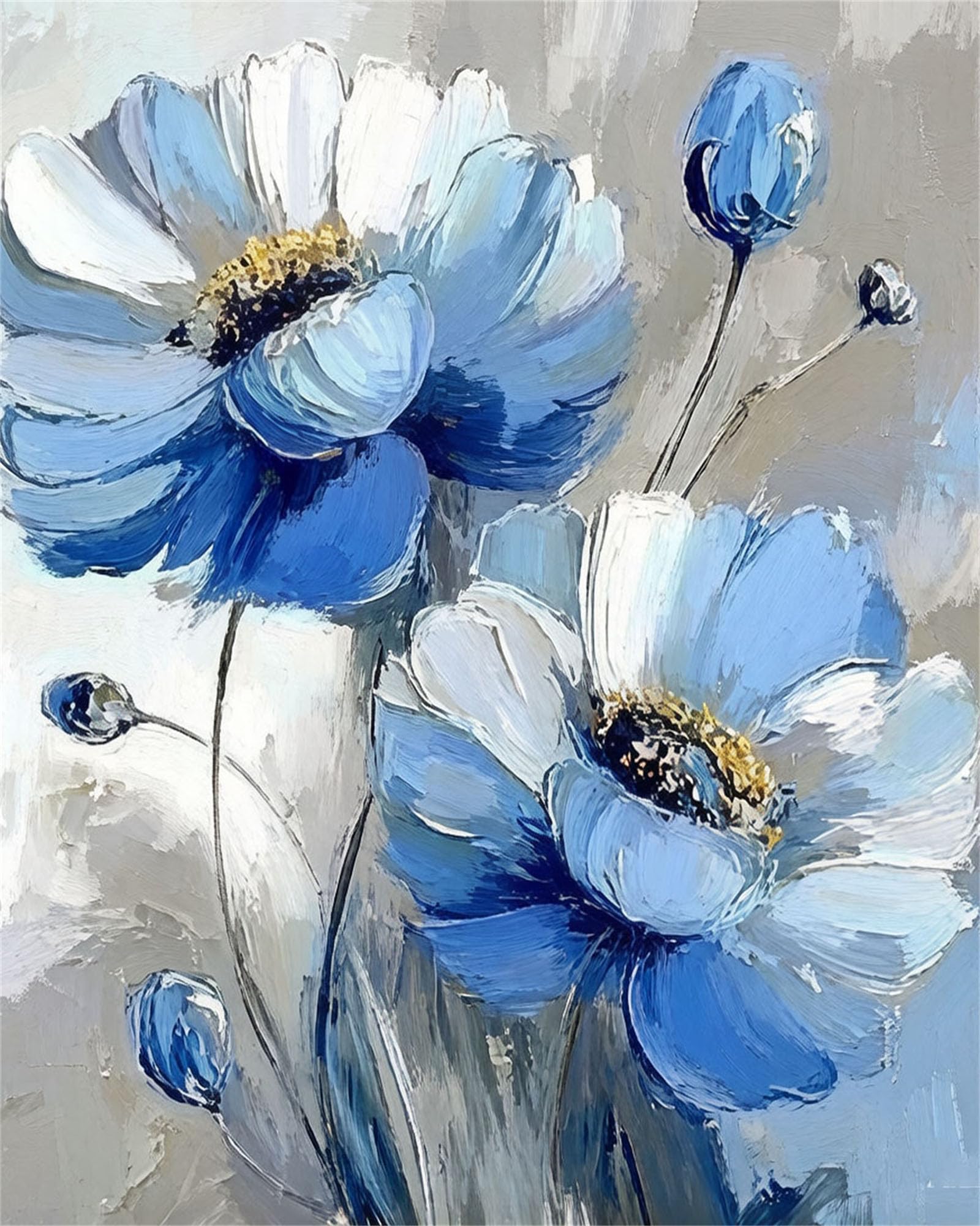 Nianxi Blue Flower Flowers Adult Paint By Number Kits,Painting Kits On Canvas,Large Color By Numbers Watercolor Gifts For Friends Home Wall Decor