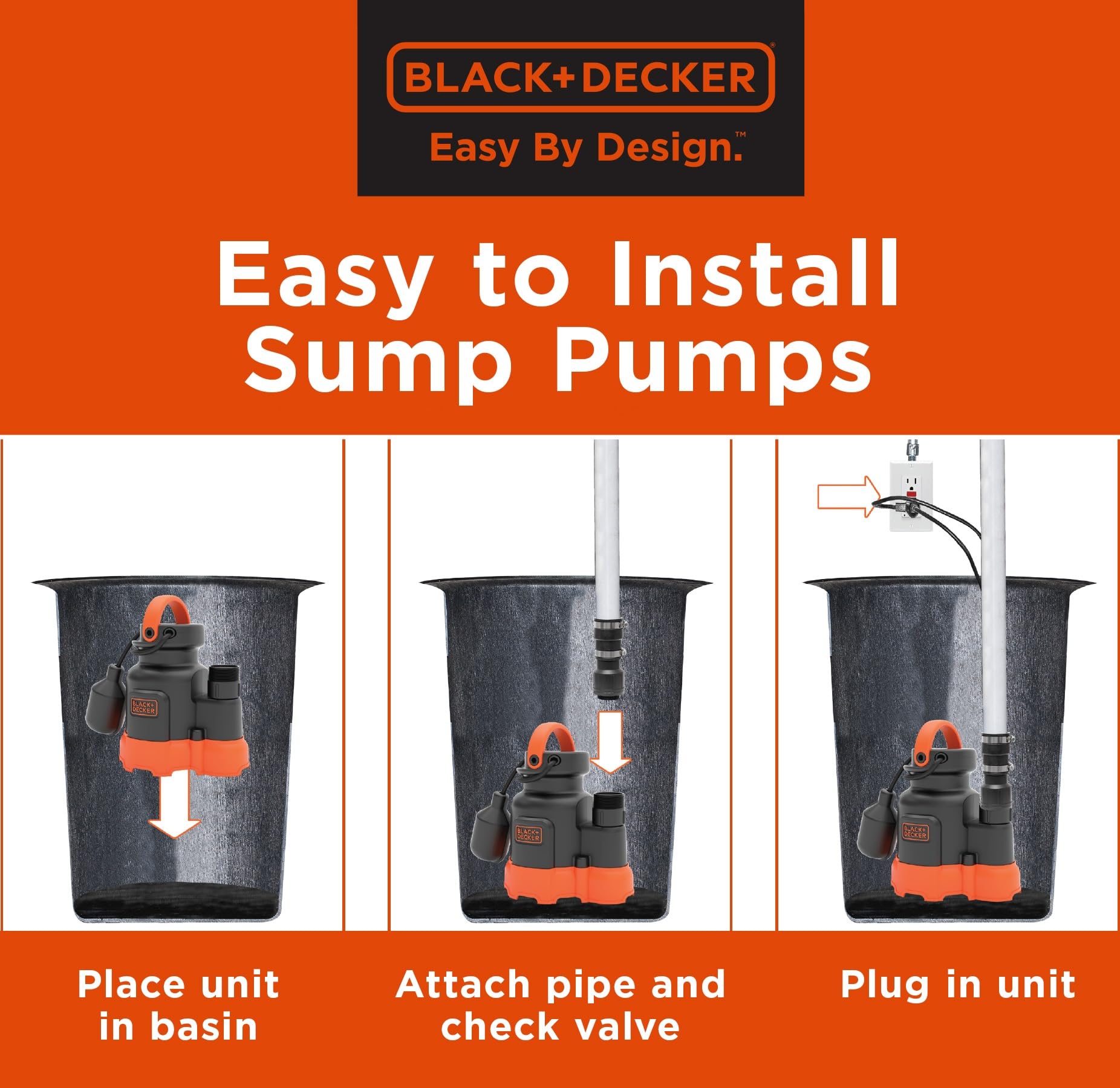 Black+Decker Pompa sommergibile da 1/4 HP, pompe fino a 2300 GPH