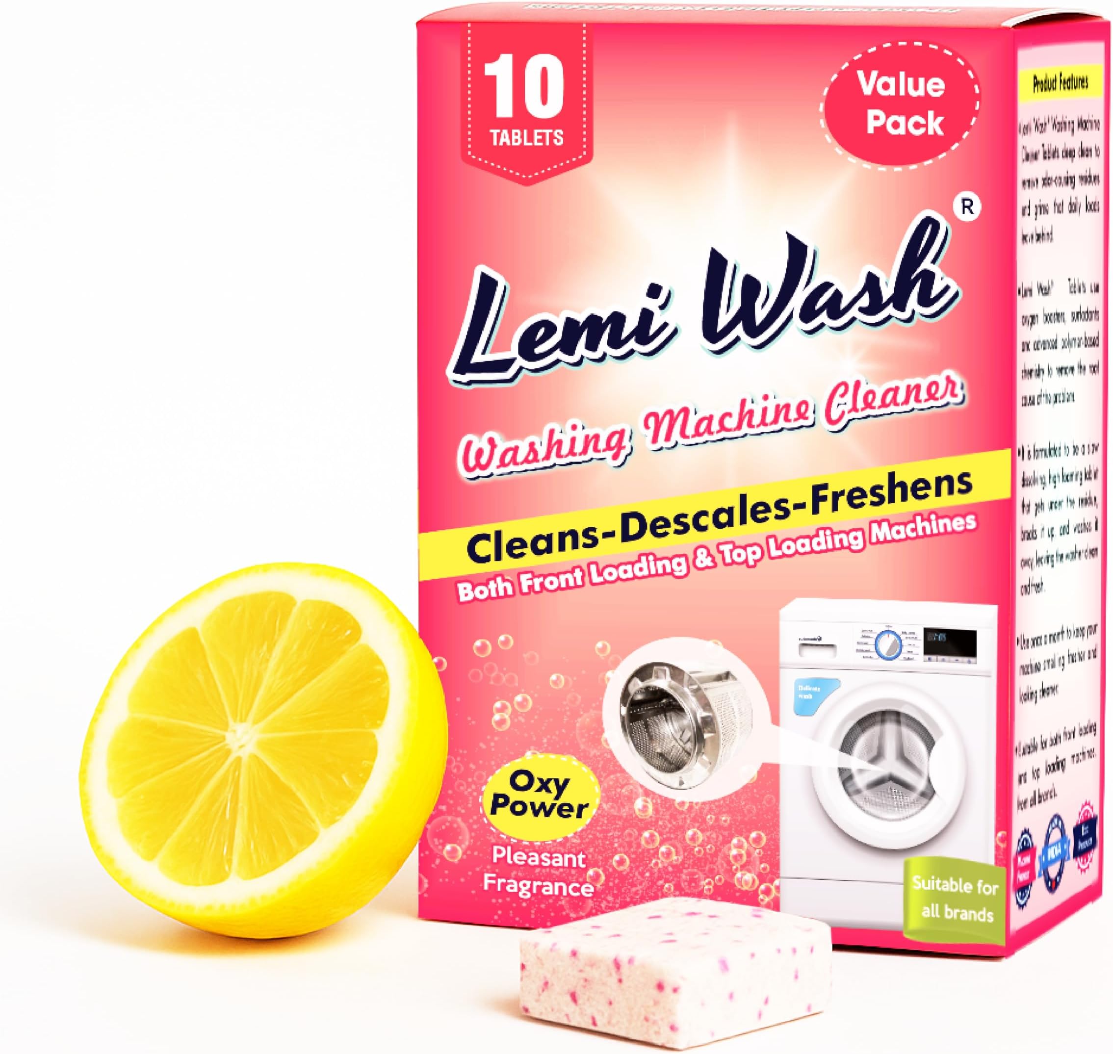 Descaler Washing Machine Cleaner Tablets | For All Washing Machine Front Load and Top Load | Descaling Powder Tablets | Clean Inside Drum And Laundry Tub Seal - 10 Tablets (20g Each)
