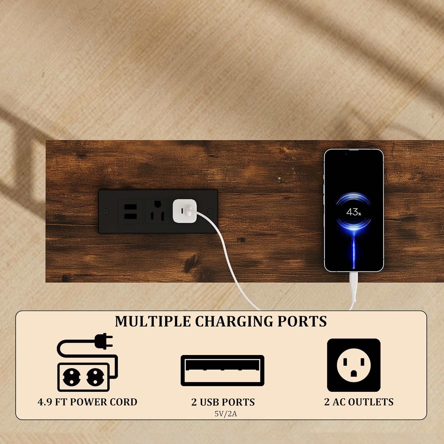 78" Narrow Console Table,Sofa Table with Charging Station, Narrow Long Entryway Table，Behind Couch Table,for Living Room, Hallway, Foyer(Set of 2,Brown)