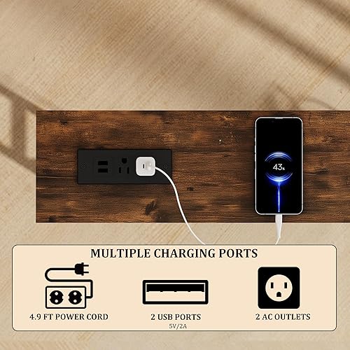 Miniatura 4 de Mesa consola estrecha de 78.7 pulgadas con toma de corriente, mesa de sofá ultrafina de 5.9 pulgadas con almacenamiento, mesa de entrada estrecha,