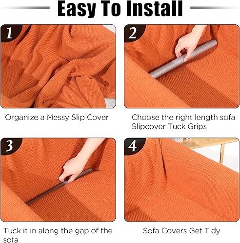Miniatura 4 de LEIFIDE 10 fundas de sofá en dos tamaños, 15.7 pulgadas y 7.9 pulgadas más gruesas, elásticas, antideslizantes, se mantienen para sofá, agarres