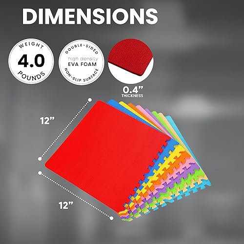 Miniatura 10 de BalanceFrom Puzzle Play Mat, 36 piezas de azulejos de espuma entrelazados, azulmarrónbeige  Alfombras de suelo de azulejos para sala de juegos