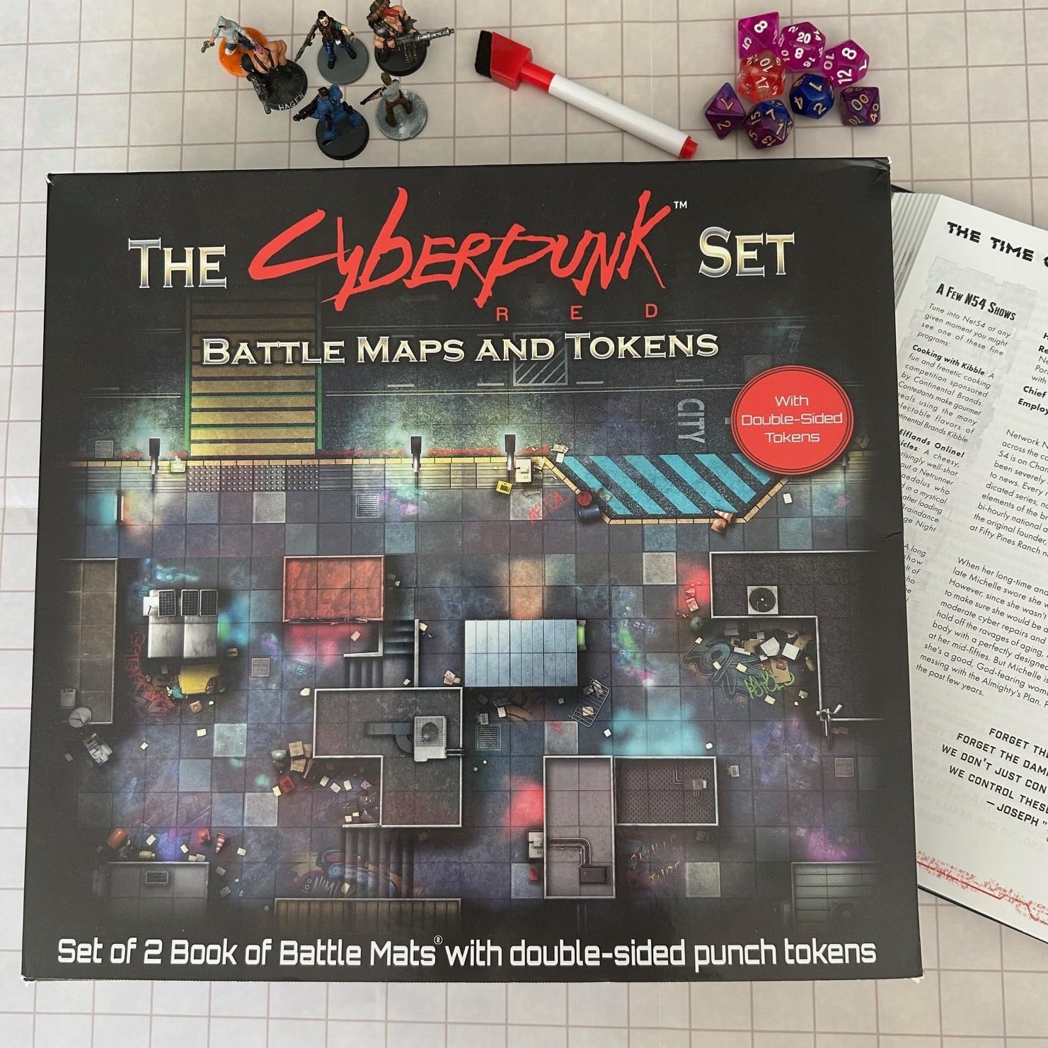 Loke Battlemats | The Cyberpunk Set: Books of Battle Mats & Tokens for Cyberpunk RED | Battle Mat for Roleplaying Games